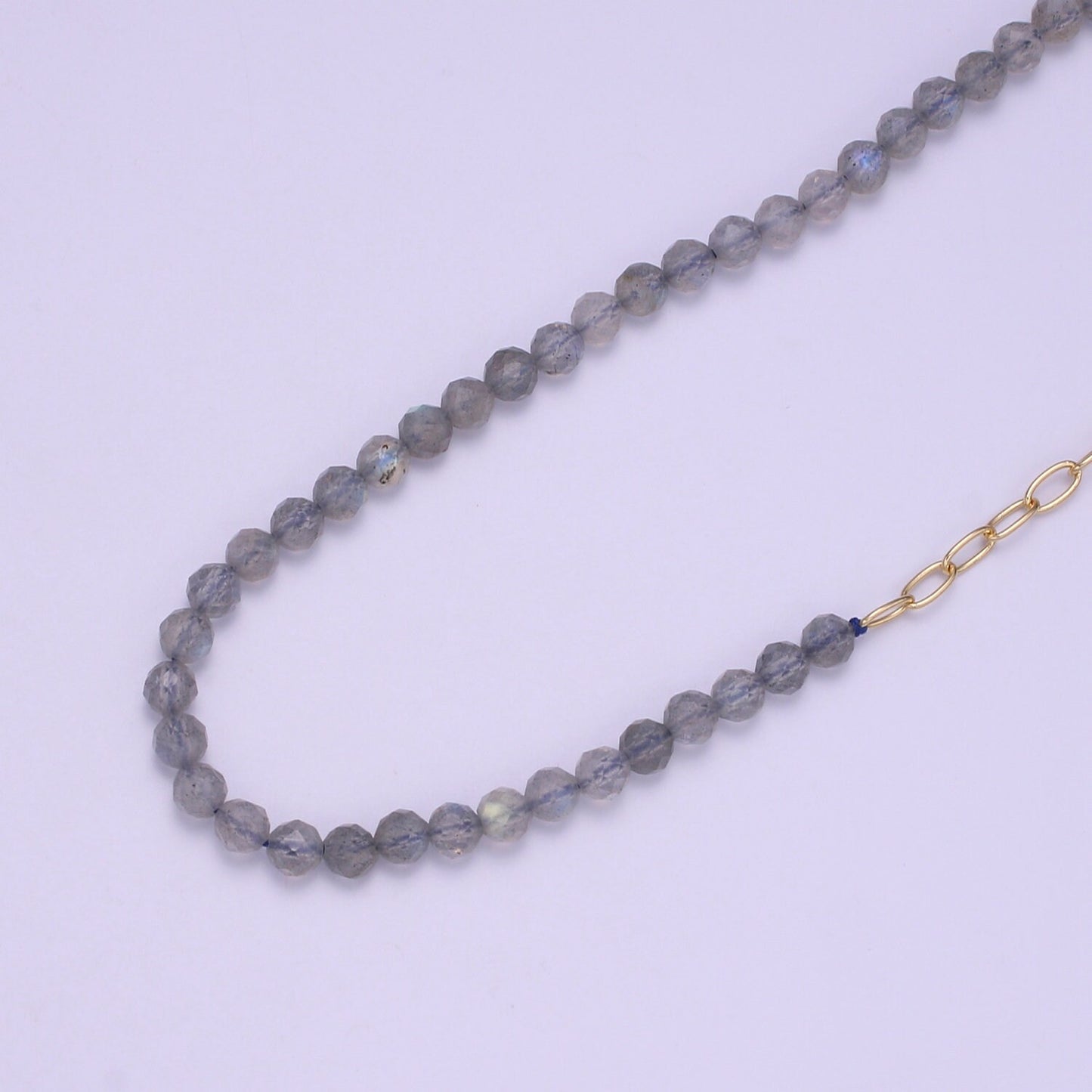 Half MoonStone Chain Tiny Bead Necklace, Gold Necklace, Necklaces for Women, Precious Stone Bead Necklace. Beaded Necklace, Gemstone, WA030