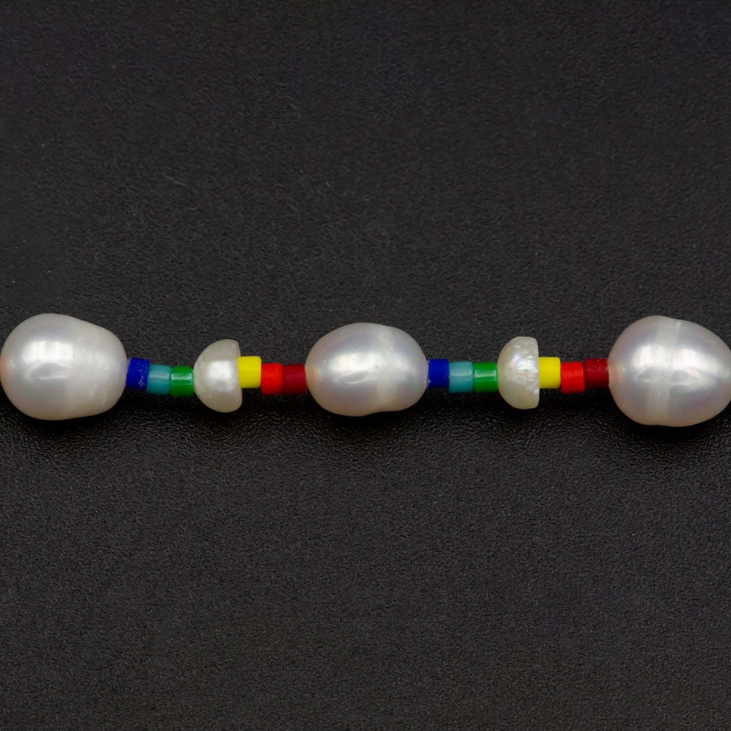 Y2K Rainbow Bead Love Necklace with Fresh Water Pearl Bead Chocker Necklace 16 inch + 2 inch extender Christmas Gift for her, WA-303