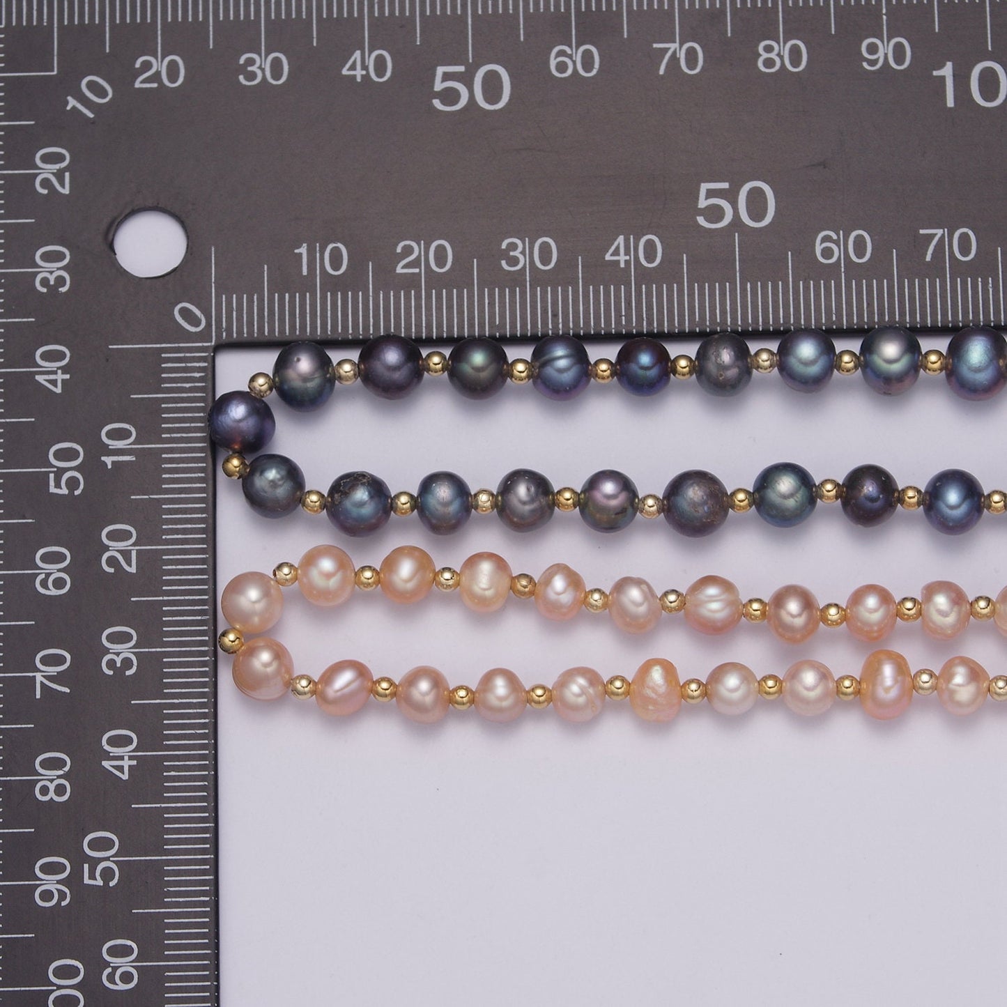 1pc Fresh Warter Pearl Choker Necklace, Black, White,Peach Baroque Pearl Necklace 17"+ 2 inch extender Necklace Beaded Gold Clasp WA 458