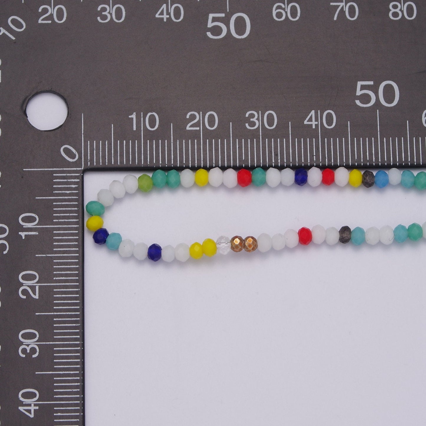 Multi Color Glass Beads Necklace, facetted glass beasds Chain Necklace, 17.5" + 2.0 inch Necklace Mixed Pearl Beaded Gold Clasp, WA-449