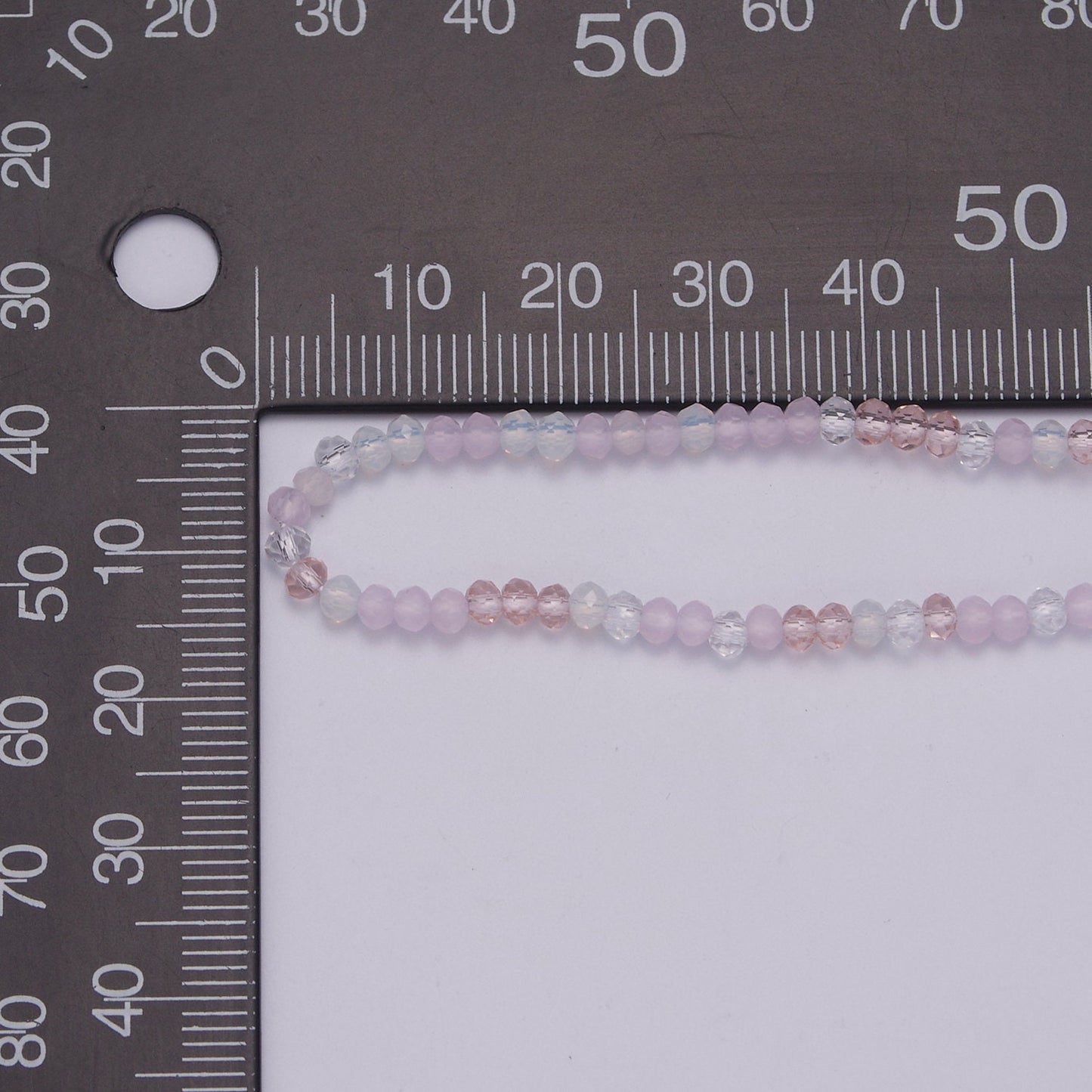 BabyPink & Clear Glass Beads Necklace, facetted glass beads Chain Necklace, 17.7" + 2.0 inch Necklace Mixed Color Beaded Gold Clasp, WA-452
