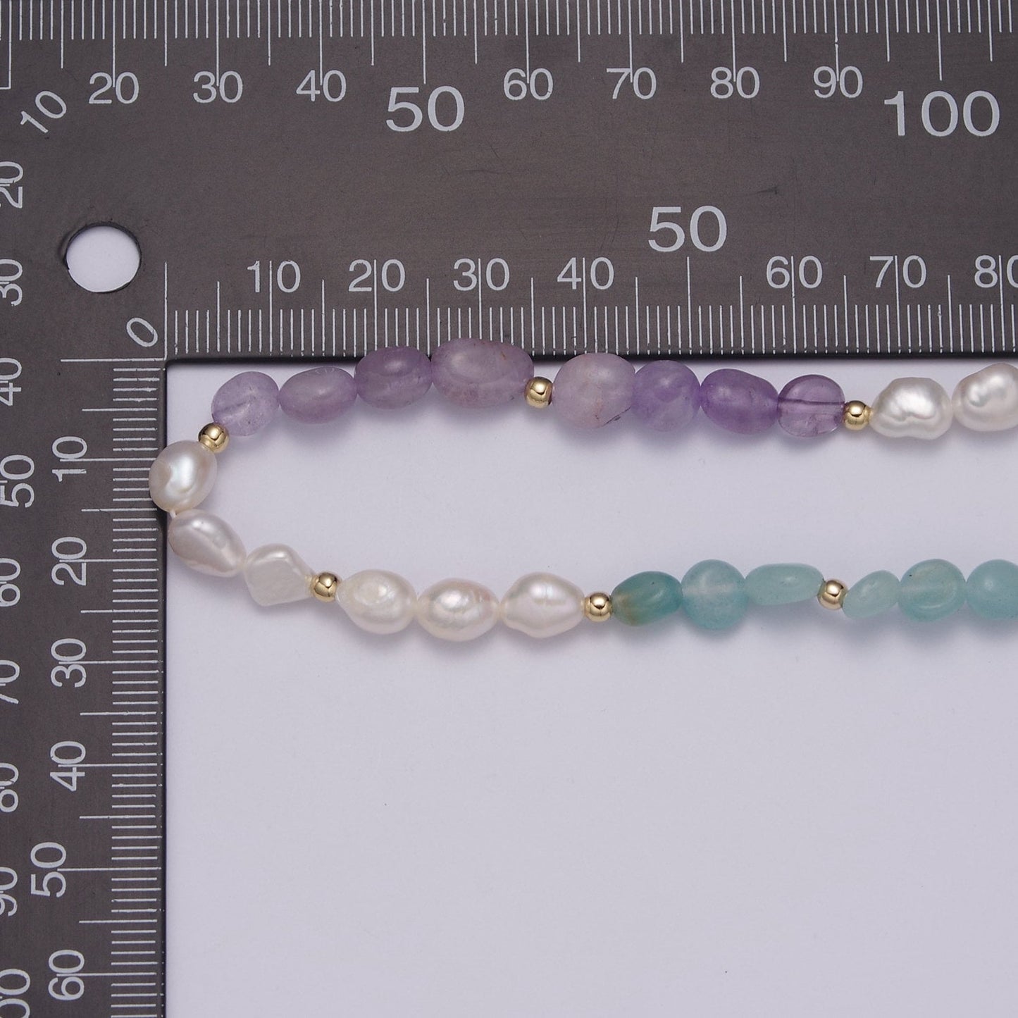 Aventurine Beads Necklace,Falourite Natural Stone beads Chain Necklace, 16.0" + 2.0 inch Necklace Pearl Beaded Gold Clasp, WA-457