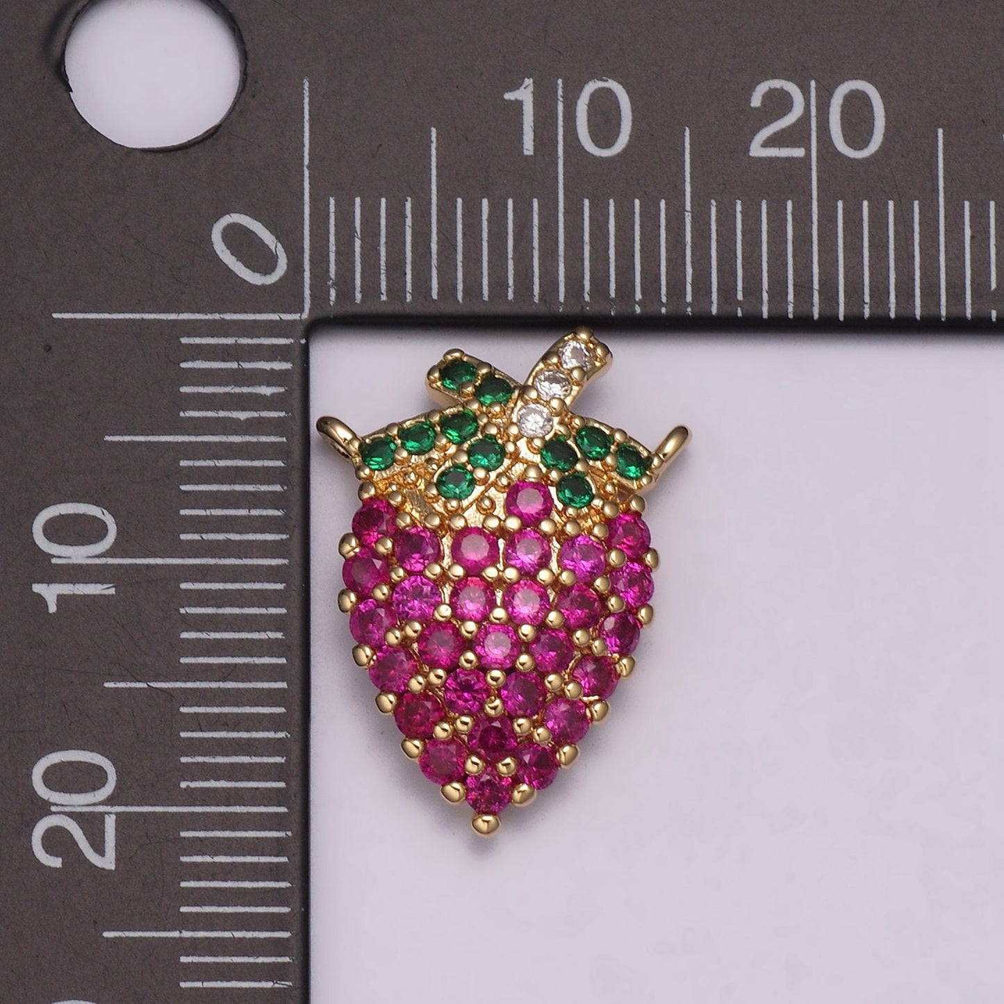 18k Gold Filled Strawberry Charm Connector Double loop Link connector for Necklace bracelet supply
