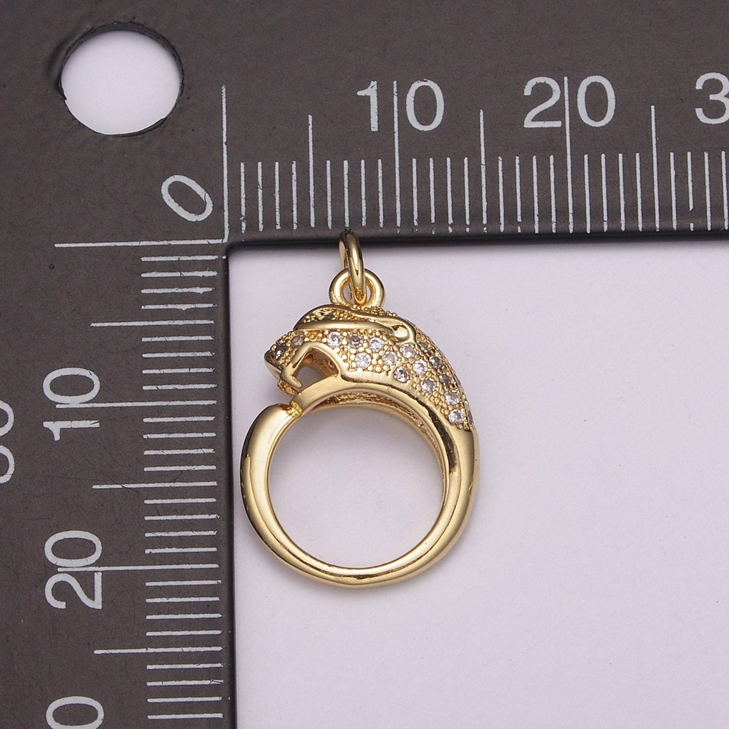 Gold Leopard Charm Ring, Panther Pendant For Women, Micro Pave Leopard Jaguar Animal Charm for Necklace Bracelet Earring