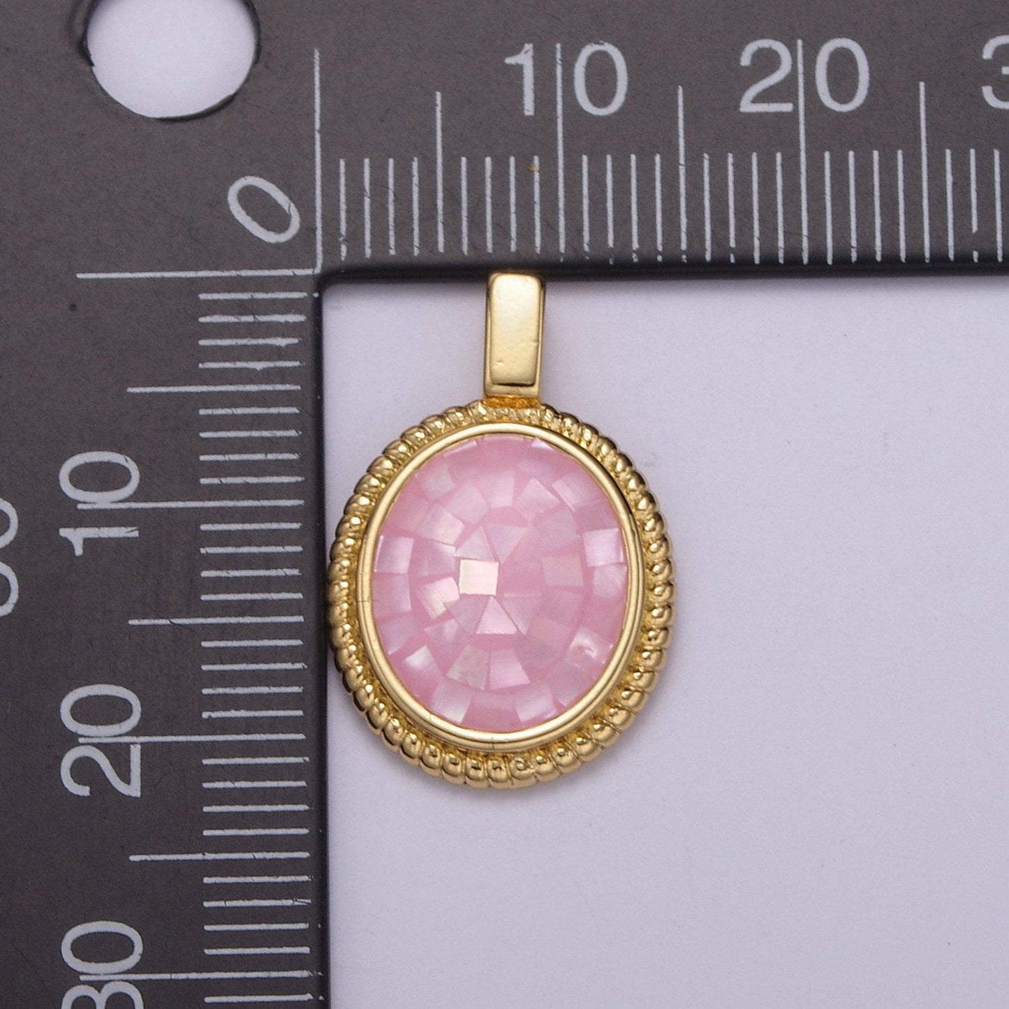 Gold Pearl finished with Pink Transparent Epoxy Checkers Pendant Gold Draughts Oval Pendant Round Charm Gold Circle Medallion, H-005