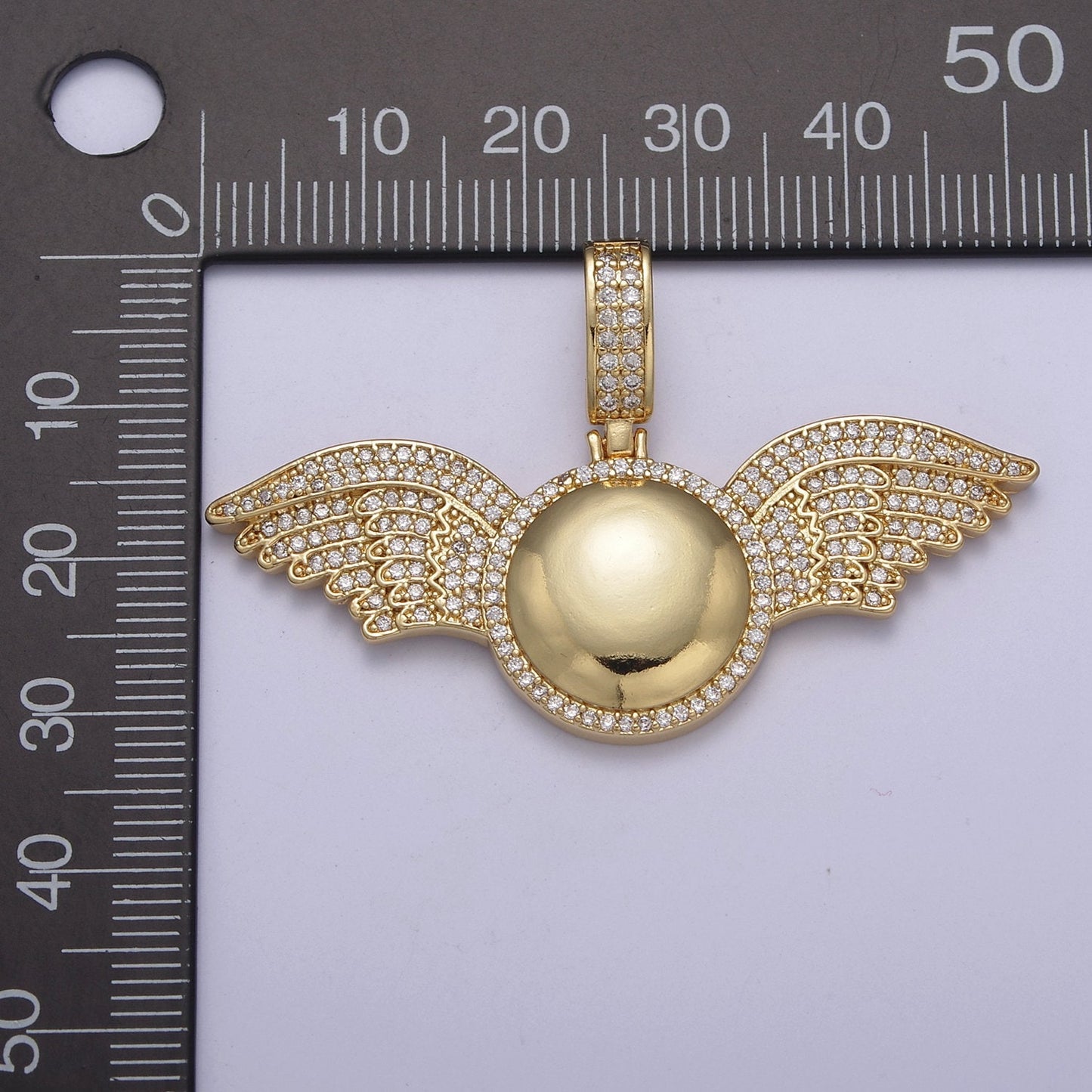 Cubic Wing Pendant 14K Gold Filled Ball Round Statement Charm for Necklace H-298