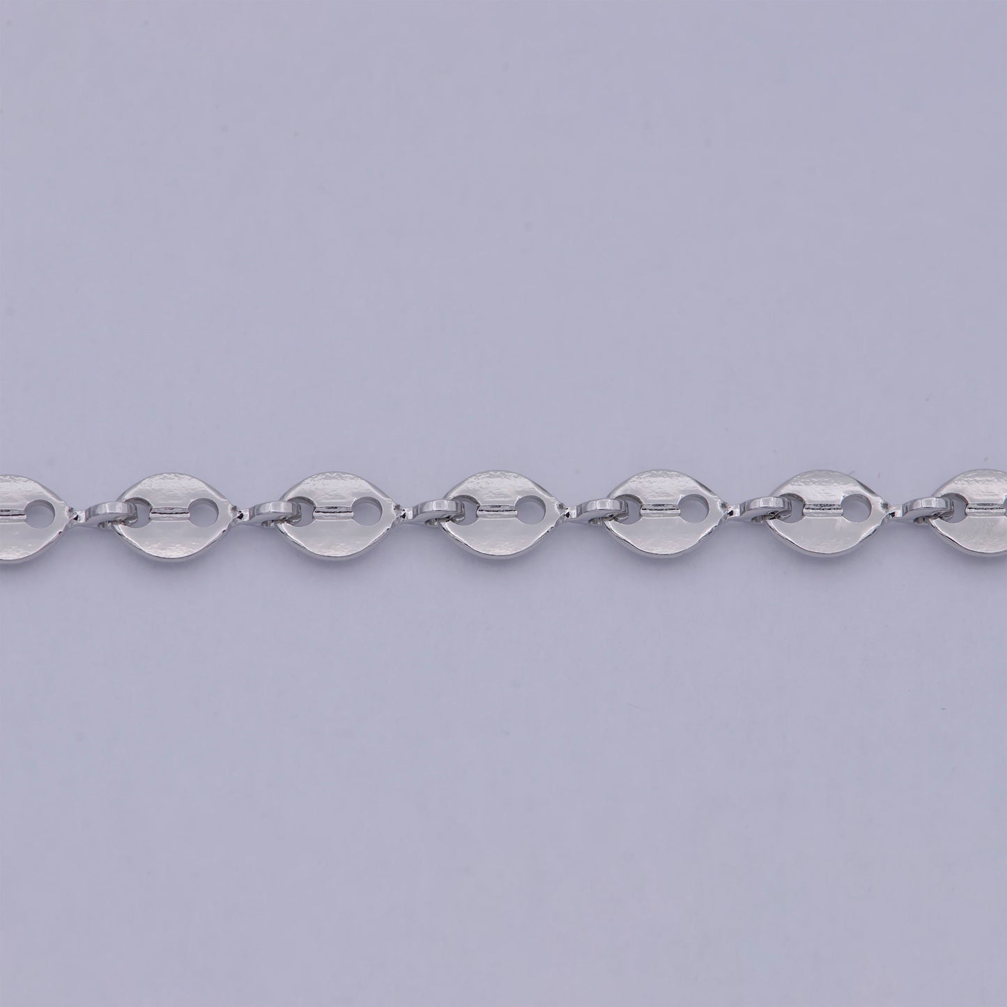 Silver Anchor Chain by Yard, White Gold Filled Round Oval Disc Chain, Wholesale bulk Roll Chain for Jewelry Making Thick 0.6mm, 592