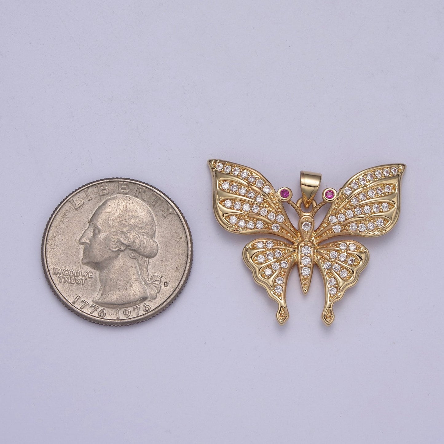 Micro pave Cubic Zirconia Gold Filled Butterfly Charm Mariposa Butterfly Pendant DIY Jewelry Accessories H-504