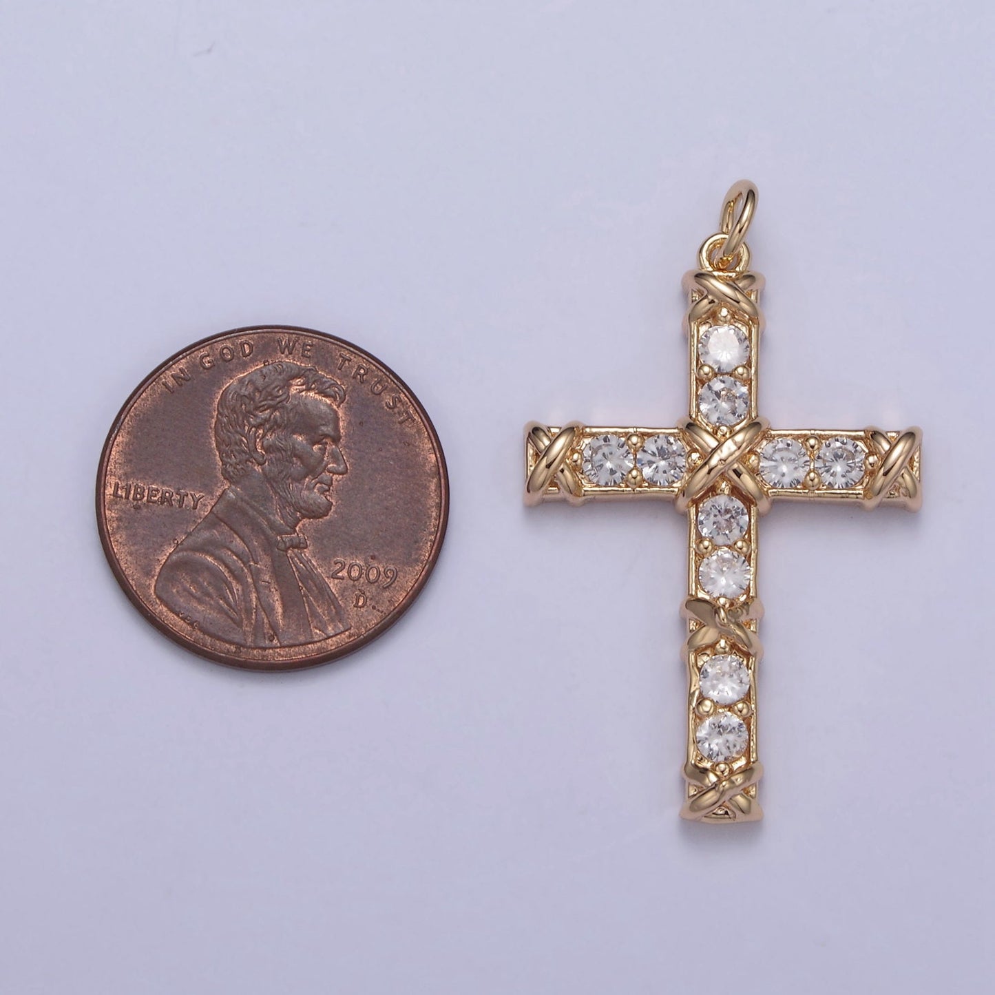 Dainty Micro paved Cross Charm in 16k Gold Filled Pendant for Religious Jewelry Making N-357