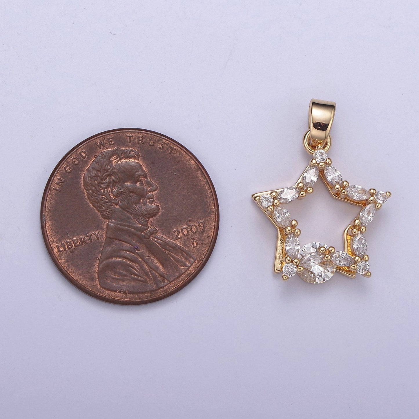 Gold Filled Star Cubic Zirconia Charm - CZ Shiny Star Celestial Night Sky Constellation Galaxy Wholesale Charms H-419