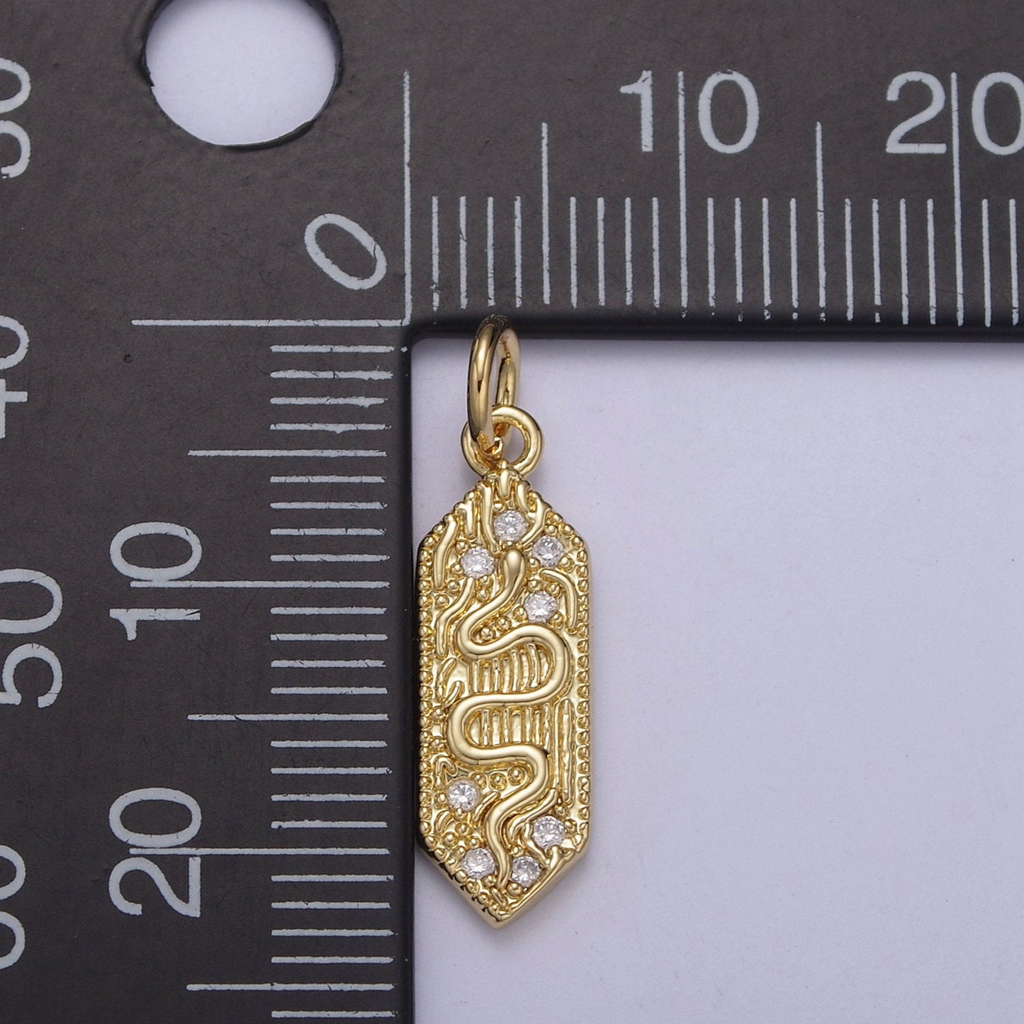 Clear Micro Pave Snake , Gold Filled Snake Charm, Animal Charm Gold Serpent Charm Necklace Pendant Finding for Jewelry Making Supply C-548
