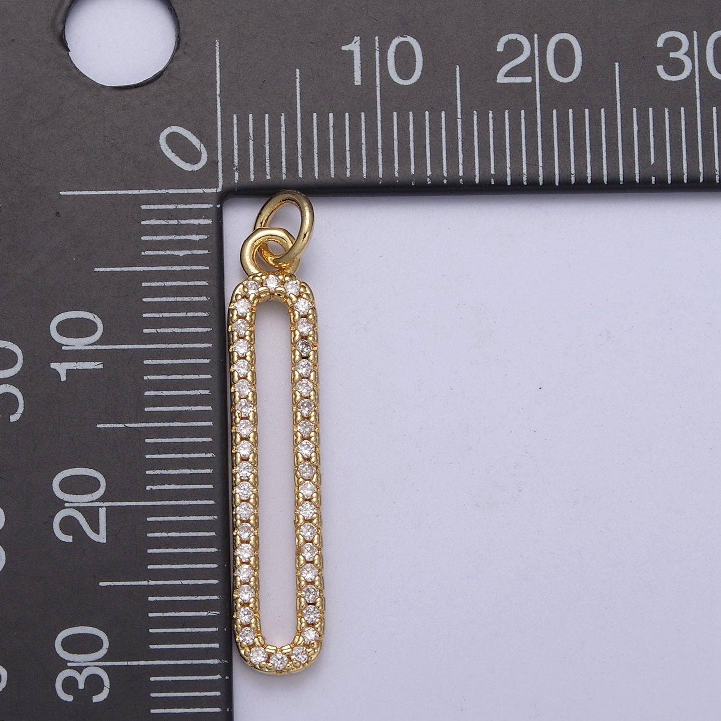 Dangle Long CZ Bar Pendant 24K Gold Filled Bar Pendant C637