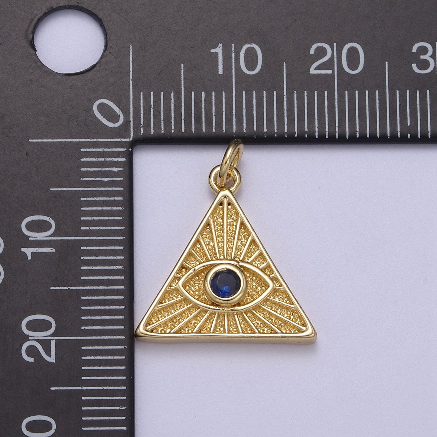14K Gold Filled Cubic Illuminati Eye Charm Pendant in Triangle Medallion Charm for Bracelet Necklace Earring Supply N-391 / N-392 / N-393