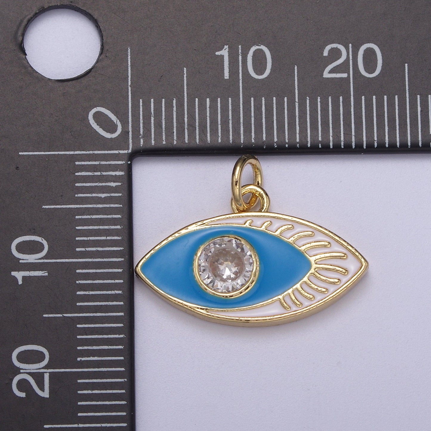 14K Gold Filled Enamel Evil Eye Pendant, Evil Eye Charm, Enamel Charm, Micro-pavé CZ Eye Necklace, DIY Jewelry Accessory N267-N270