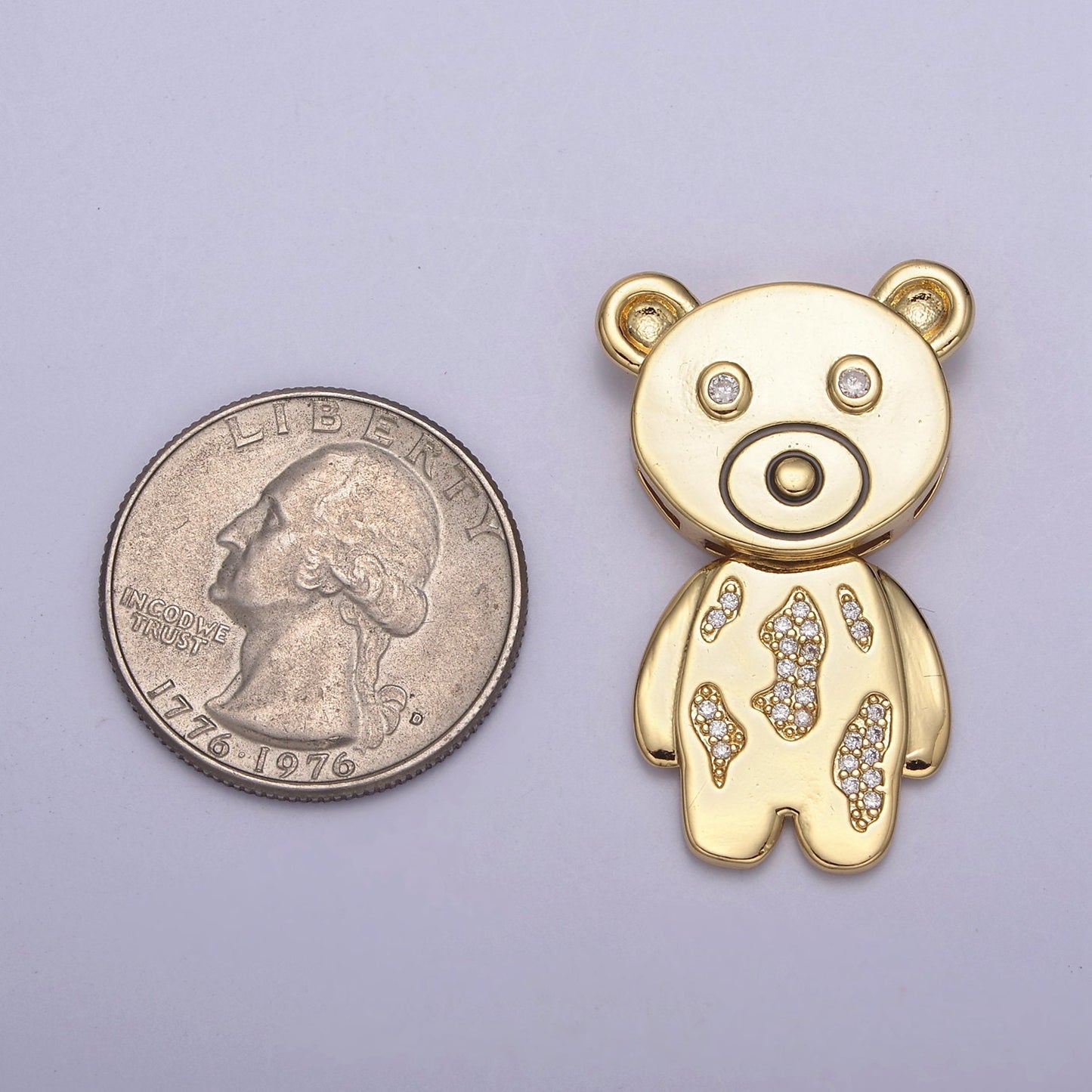 24K Gold Bear Pendant, Dainty Micro Pave Zirconia CZ Child's Teddy Bear Charm Jewelry Supplies For Necklace Bracelet DIY Making, H-890