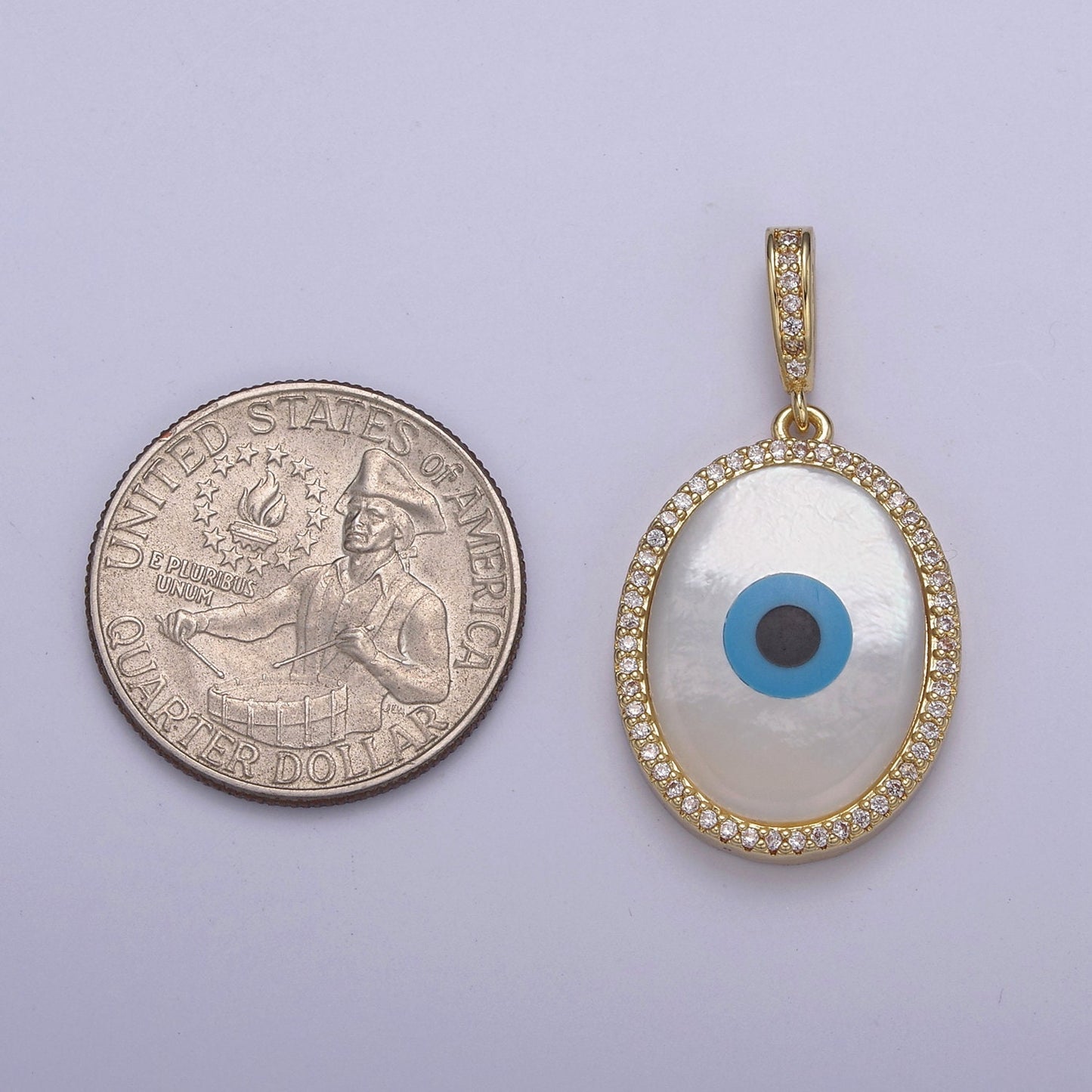 Cubic Zirconia Evil Eye Pendant, 24K Gold Filled Eye of Ra Charm Component For Jewelry Necklace DIY Making H-796