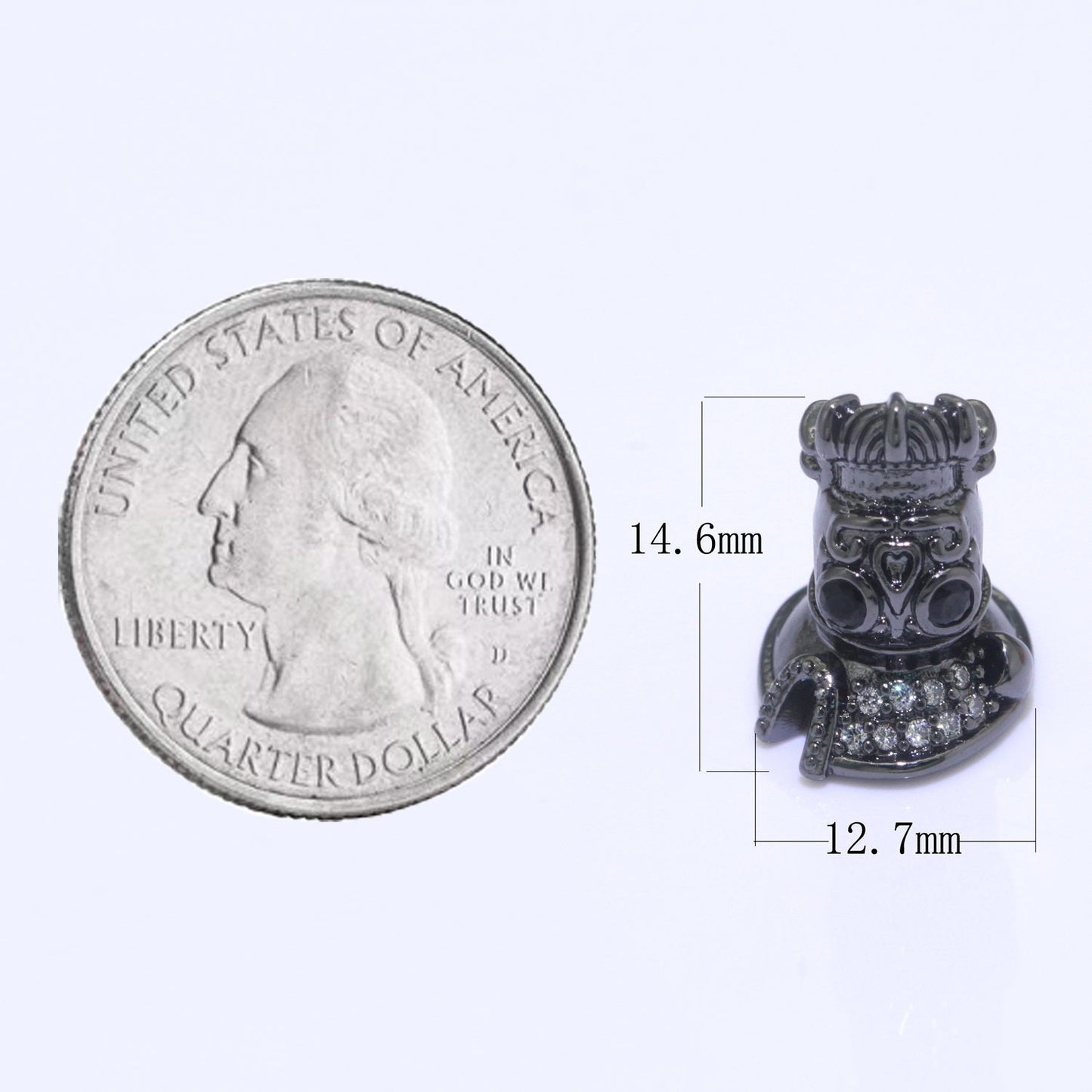 Pirate Captain Bead Connector in Gold, Silver, Black color,MicroPave Cubic Zirconia CZ Pirate of the Sea Supply For DIY Jewelry Making,B-619