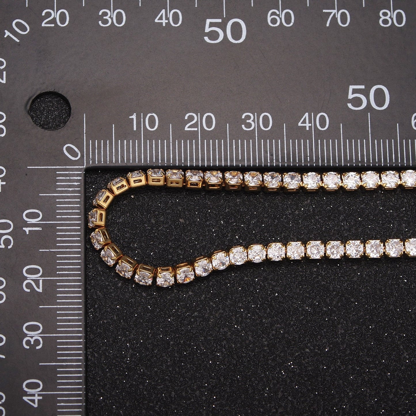 24K Gold Filled Tennis Chain by Yard, 3mm Width CZ Cubic Zirconia, Wholesale Bulk Roll Chain For Necklace Bracelet Anklet Making, 658