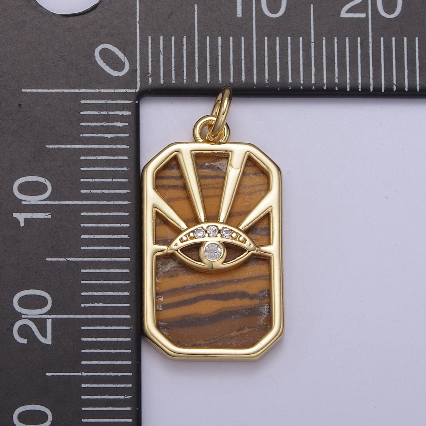 14K Gold Filled Evil Eye Pendant in Tiger Eye Abalone Pearl Gemstone | DIY Fashion Jewelry Charm Add on Necklace Bracelet Earring | N-774