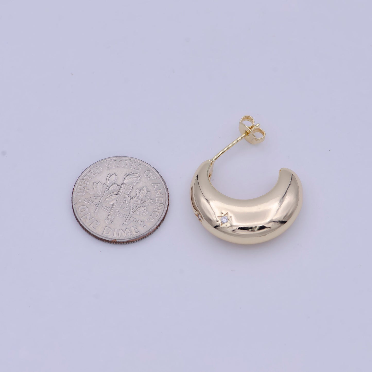 Midi Gold Starburst hoop Earring CZ North Star Celestial Jewelry for Glam Everyday Wear