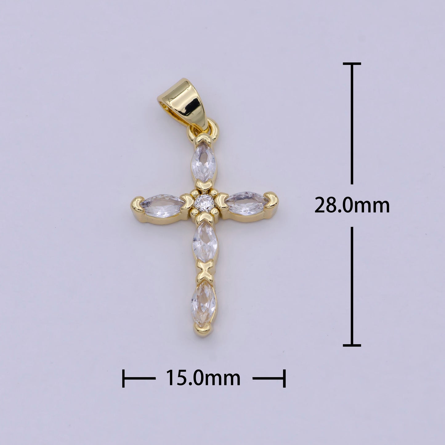 Dainty Crystal Cross Pendant for Necklace Charm Rosary Earring Component Cubic Zirconia Stone Cross for Jewelry Making Supply N-586