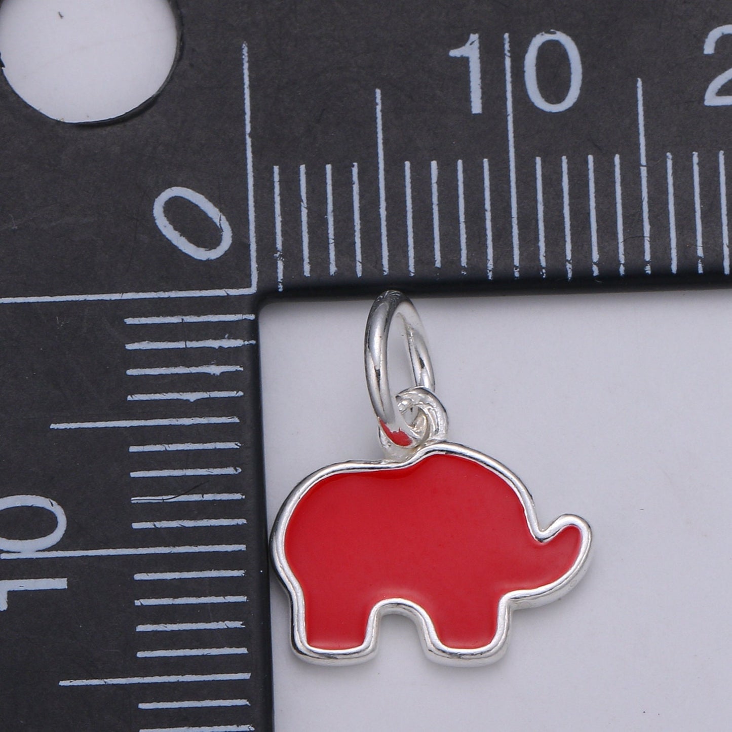 S925 Sterling Silver Elephant Charm, Small Pendant, Dainty Baby Elephant, Enamel Pendant for Necklace Bracelet Earring Component