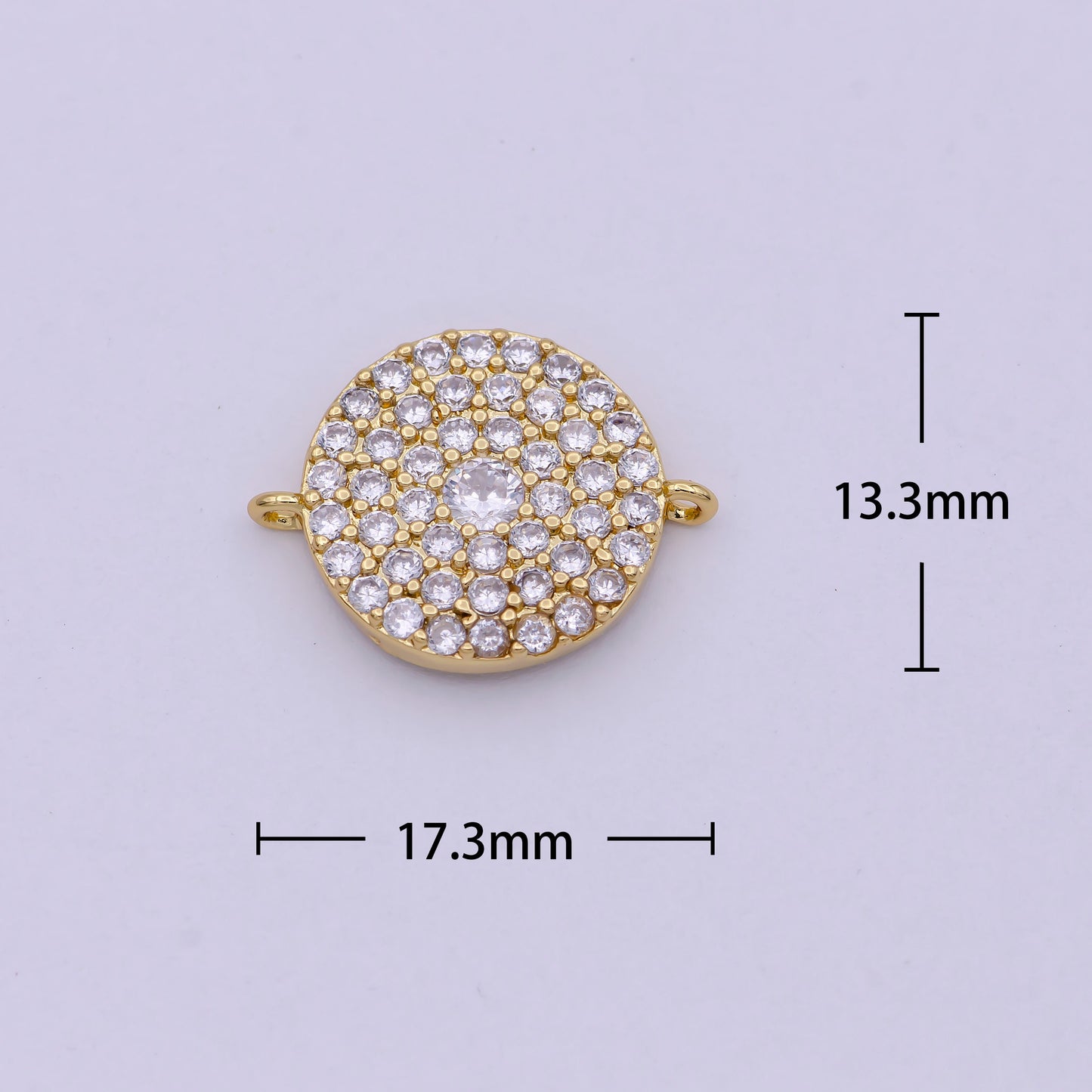 14K Gold Filled Round Shape Charm Connector CZ Micro Pave, Disc Connector, Pave Connector, Connector Charms, Cubic Zirconia F-686