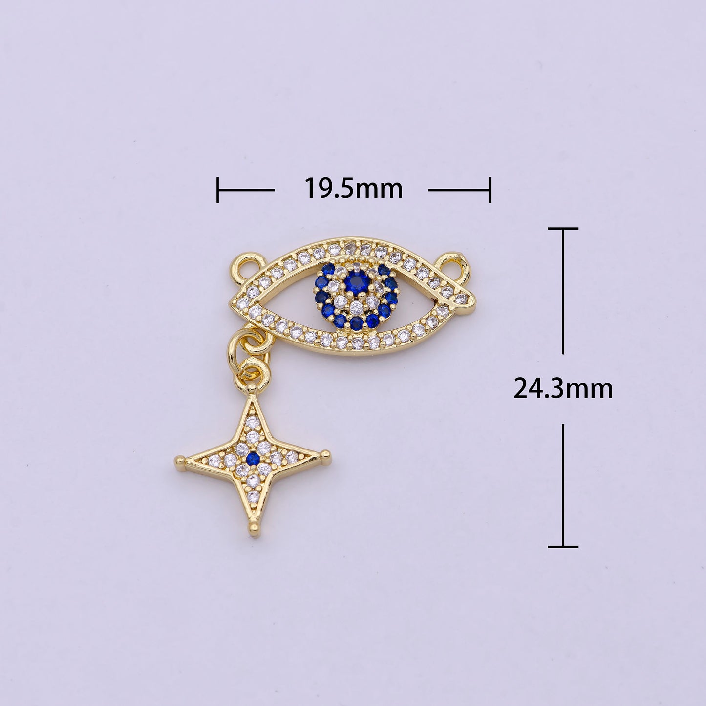 Dainty Gold Filled Cubic Evil Eye Charm Connector for Necklace Bracelet Pendant Wholesale Charm Supply F-744