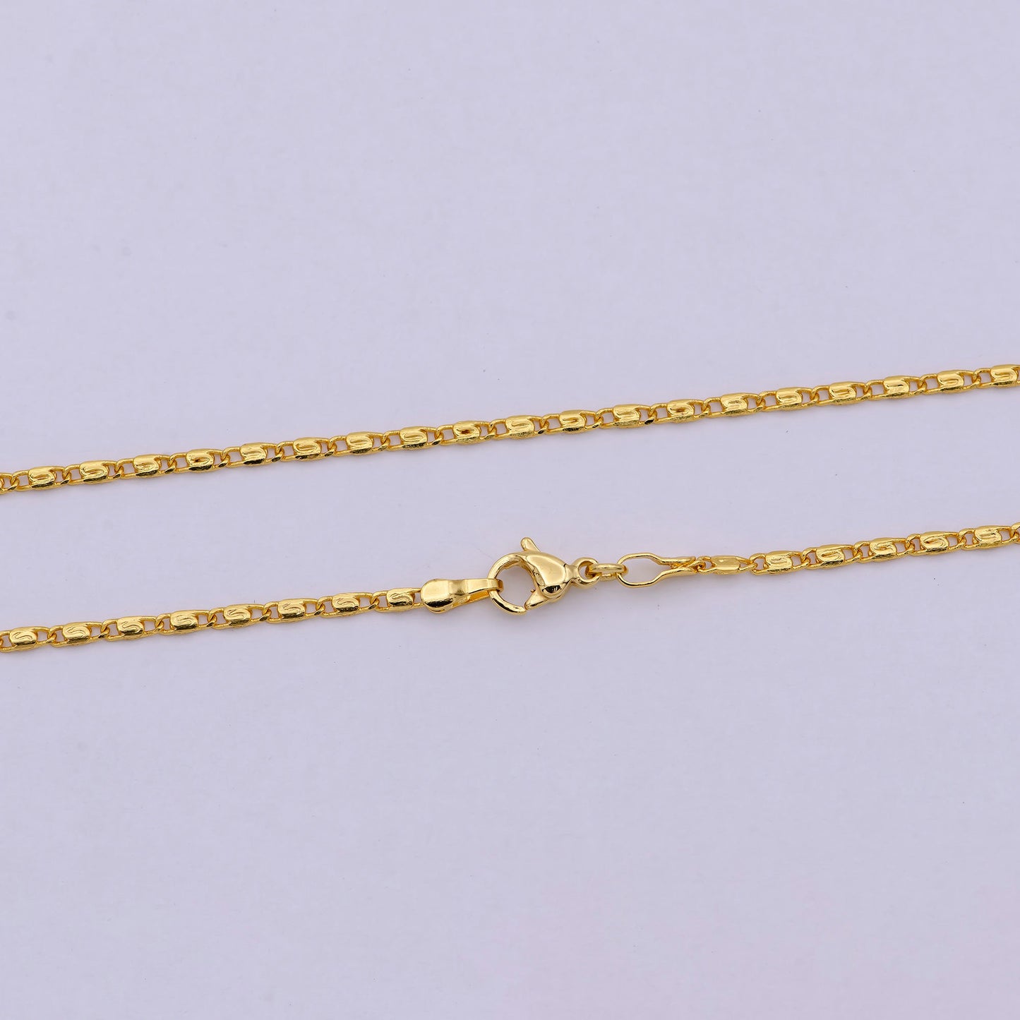 Dainty Snail Chain Necklace, Gold Scroll Chain, S Curb Chain, 24K Gold Filled Necklace 18 inch long 1.7 mm width | WA-536