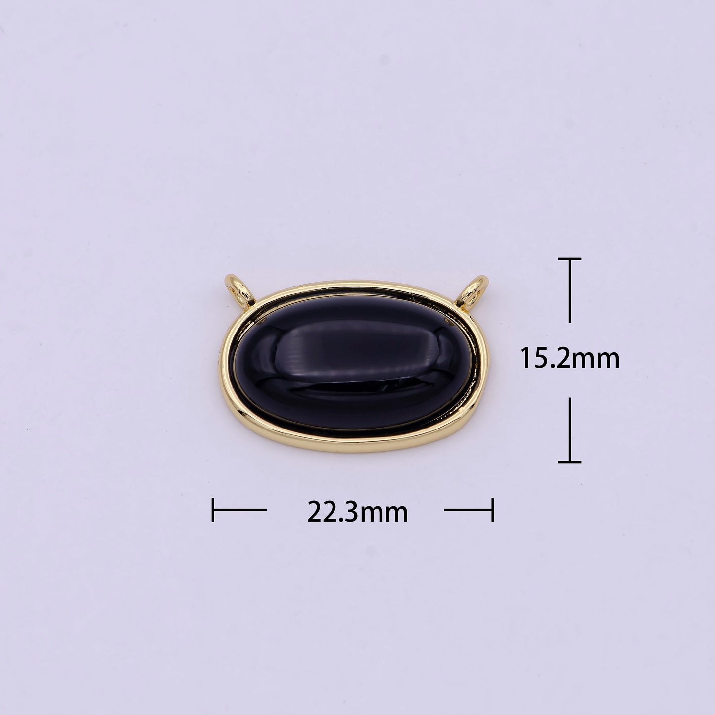 Black Onyx Charm Connector Classic Vintage Oval Crystal Protection Gemstone Stone Pendant Necklace Jewelry for WomenY-425
