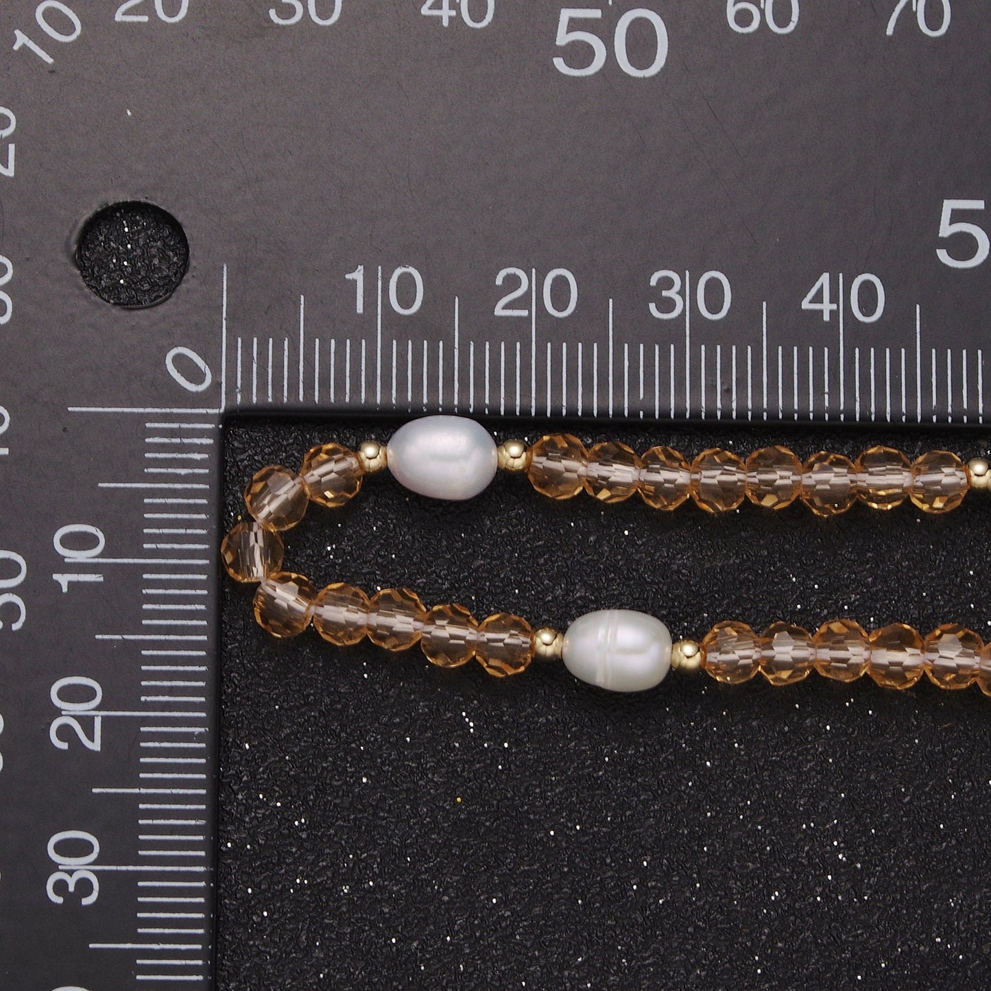 Pearl with Peach Glass Beaded Necklace, Peach Faceted Rondell Beads Necklace | WA-607