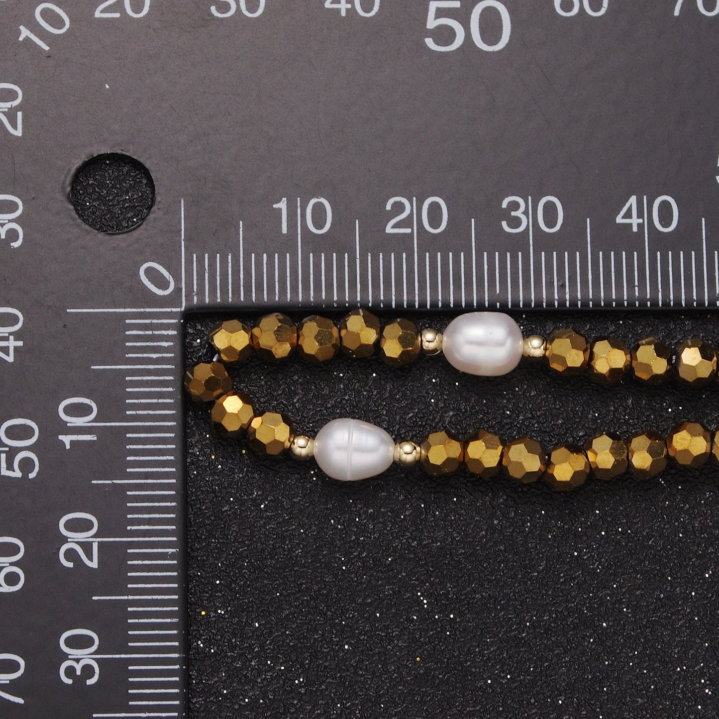 Pearl with Gold Glass Beaded Necklace, Gold Faceted Rondell Beads Necklace | WA-609