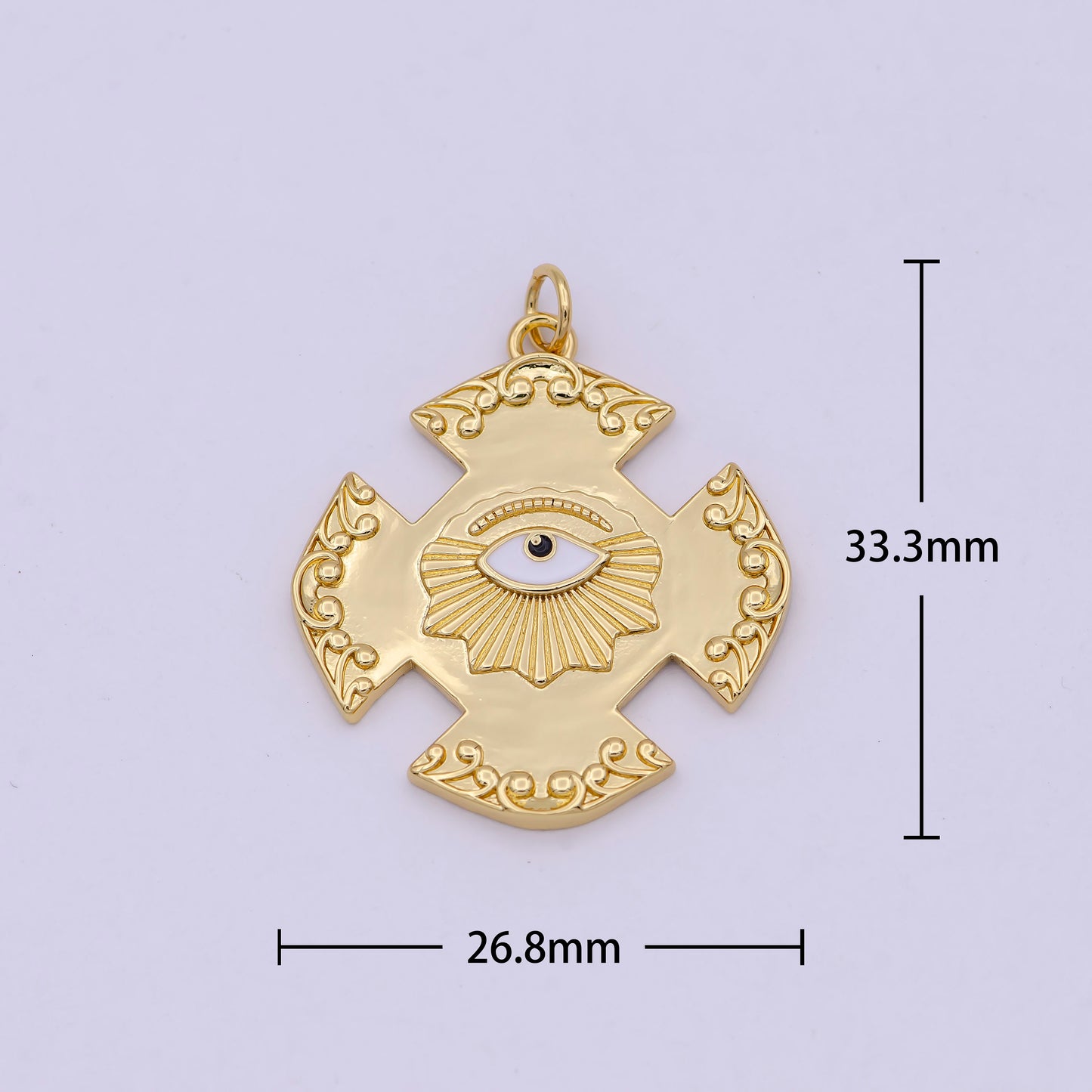 Dainty Gold Filled Cross Evil Eye Charm Medallion Pendant for DIY Fashion Jewelry Making Bracelet Necklace Supply N-363