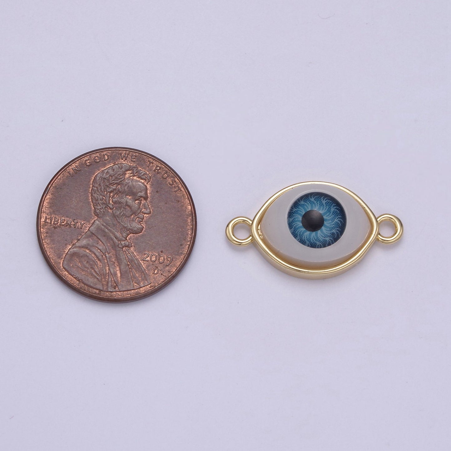 Gold Eye Charm Connector Enamel Eye BALL Blue Green Fuschia Pink Enamel Link Connector for Bracelet Necklace | F-641, F-642, F-643