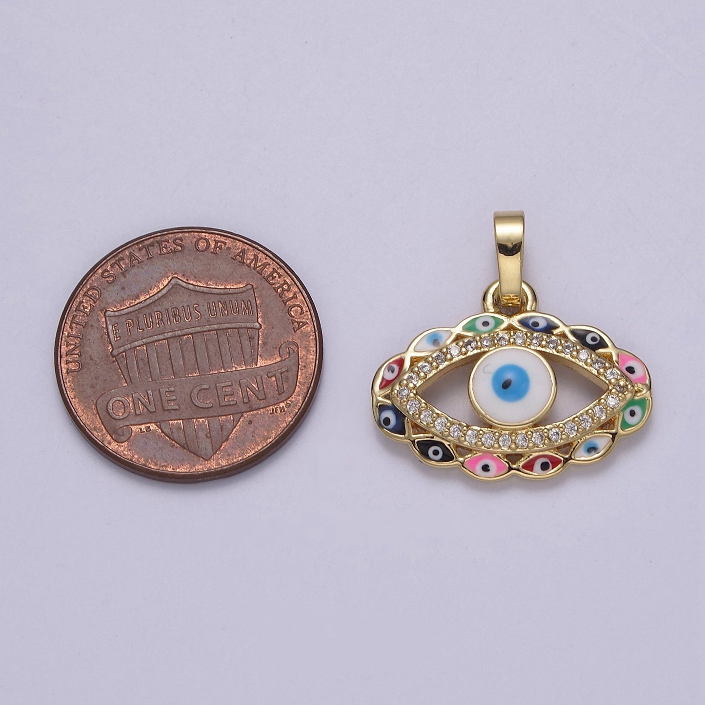 Colorful evil eye charm, enamel Eye Pendant 24k Gold Filled pendant Necklace for jewelry making J-378