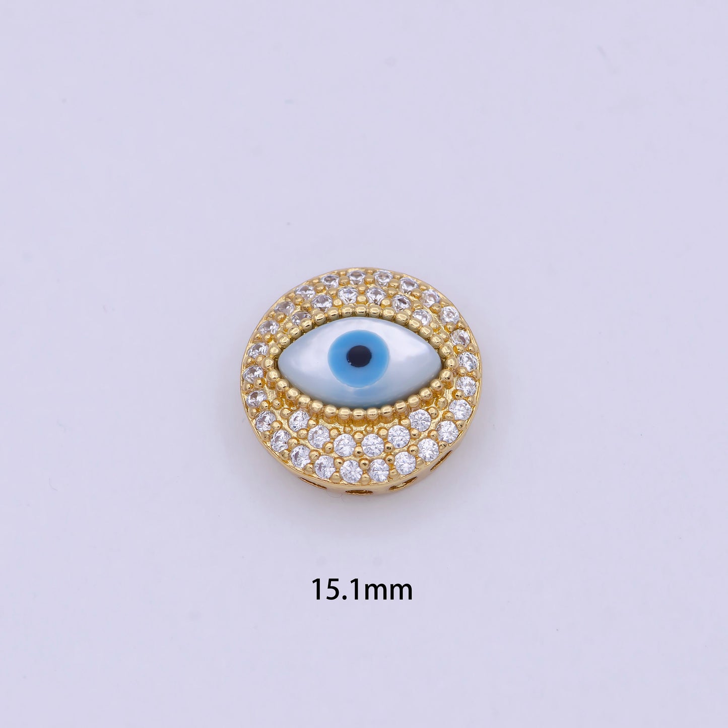 Evil Eye Beads Gold Filled Micro Pave CZ Round Connector Charm Beads for Bracelet Component B-466