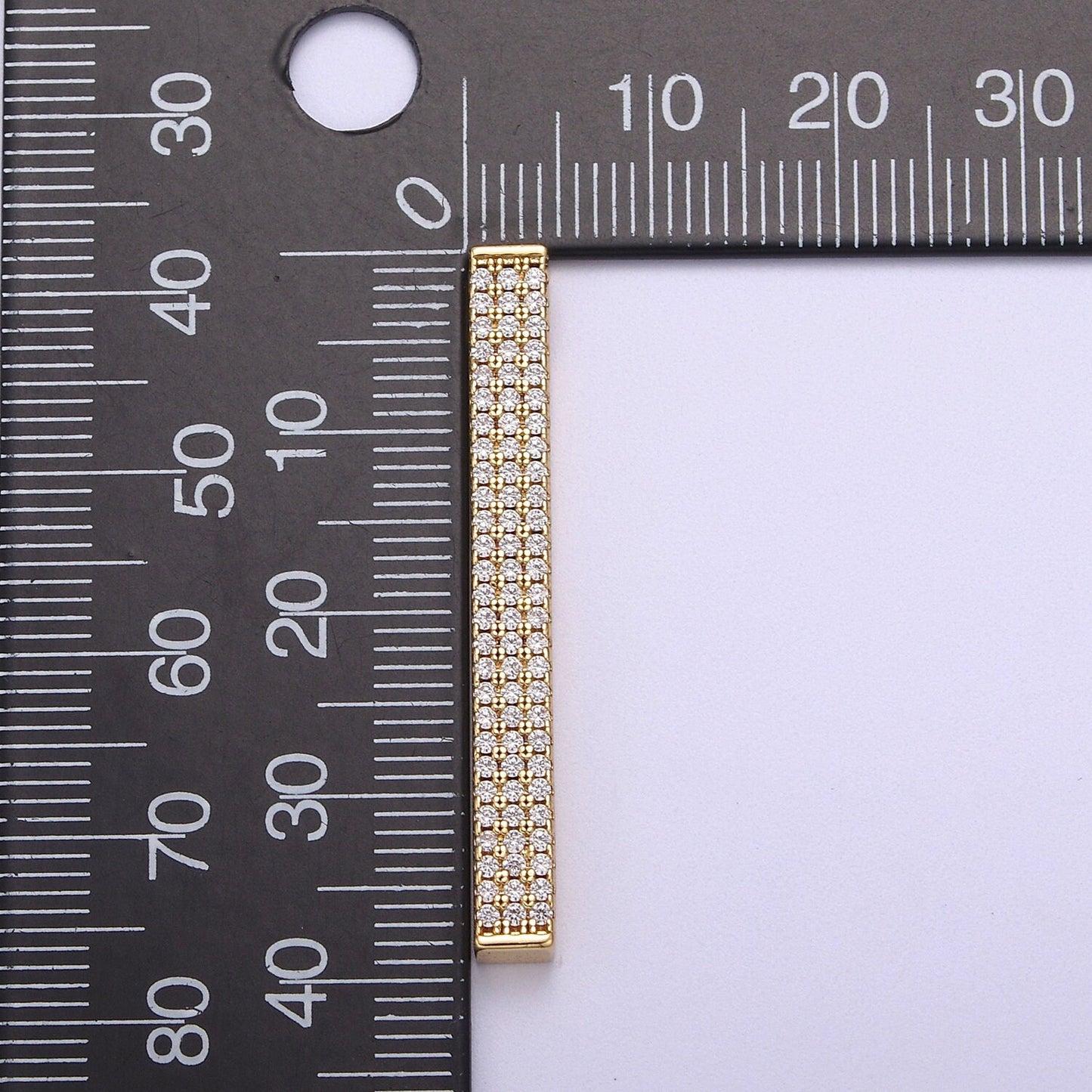 Silver Vertical Bar Charm Gold Micro Pave CZ Bar Pendant for Minimalist Jewelry Supply N-613