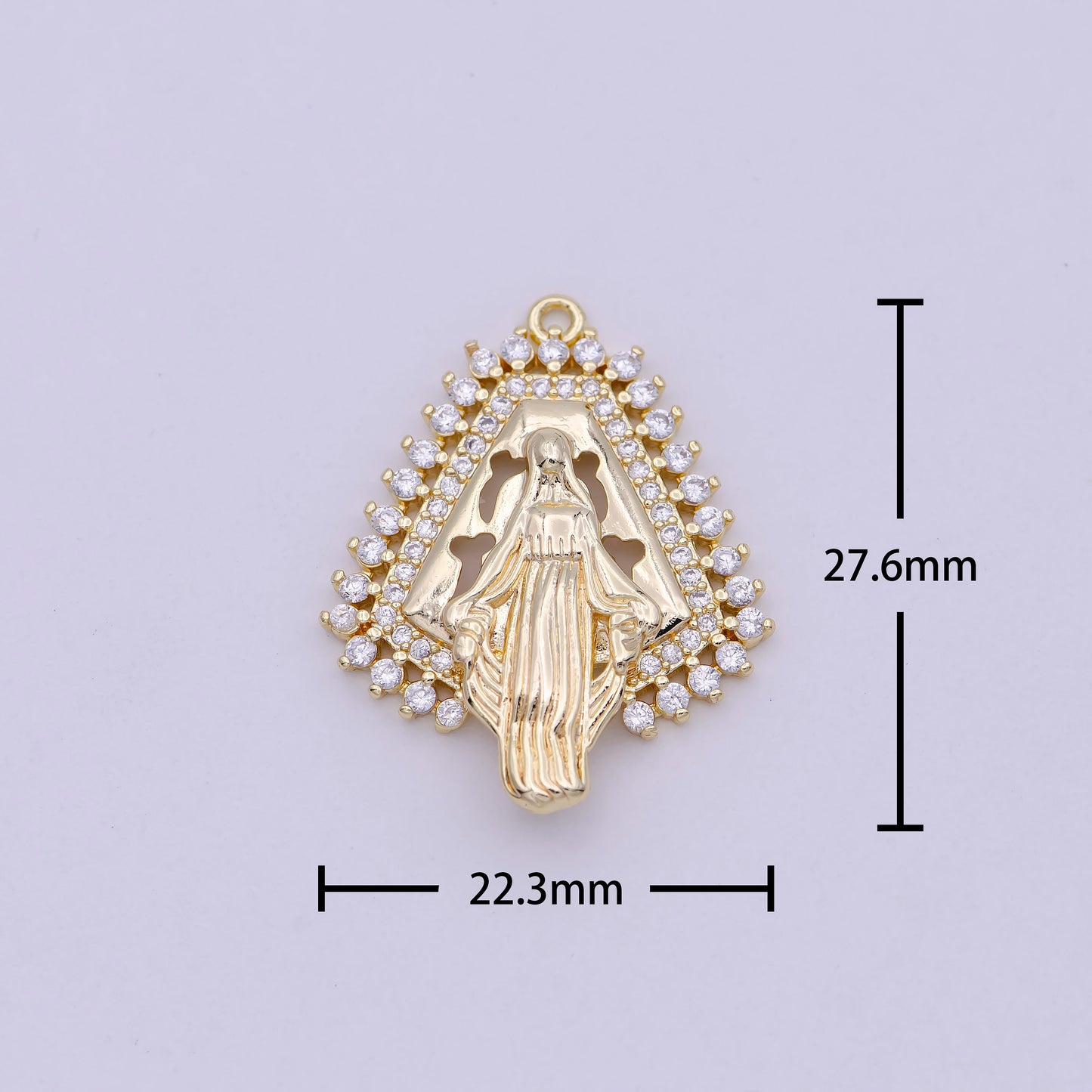 Dainty 14K Gold Filled Miraculous Lady Virgin Mary Charm Delicate Micro Pave Religious Charm n-458