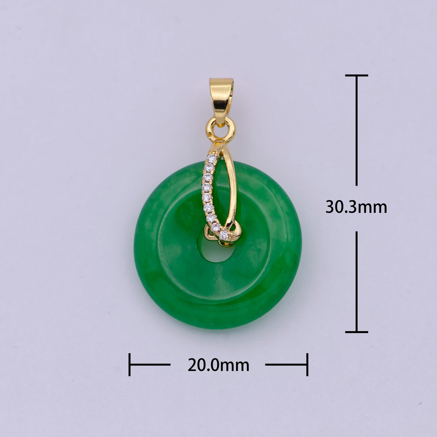 24k Gold Filled Round Jade Stone charm, Green Donut Stone Pendant, Jade Stone Pendant, Star Charm Jewelry Necklace O-095 O-096 O-098