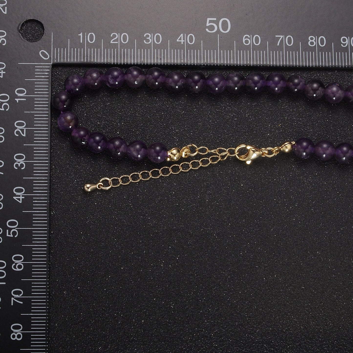 AAA++ Natural Amethyst Beaded Necklace, 6mm Purple Amethyst Smooth Round Bead Necklace 18k Gold Filled Gemstone Necklace Jewelry WA-858