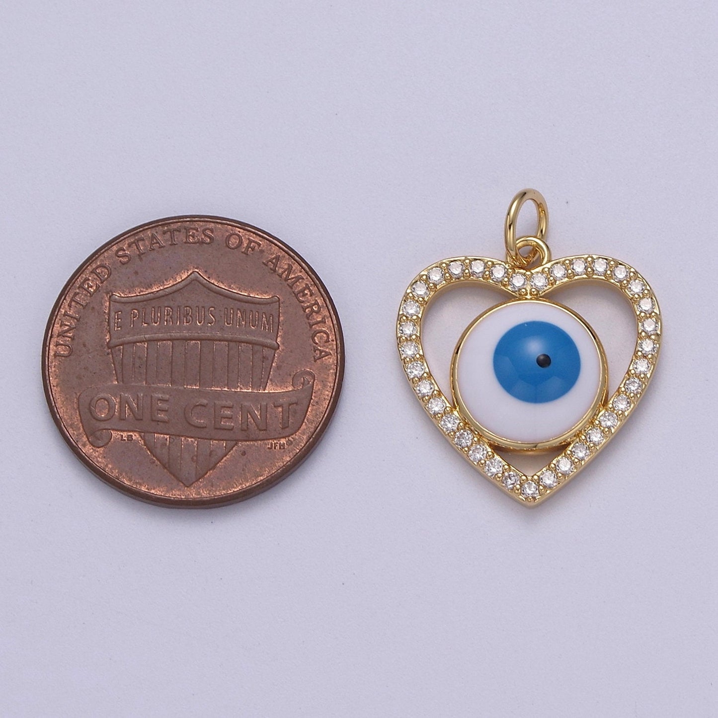 Enamel Heart Evil Eye Pendant Micro Pave Heart 14k Gold Filled Charm Necklace-DIY Jewelry Making W-189