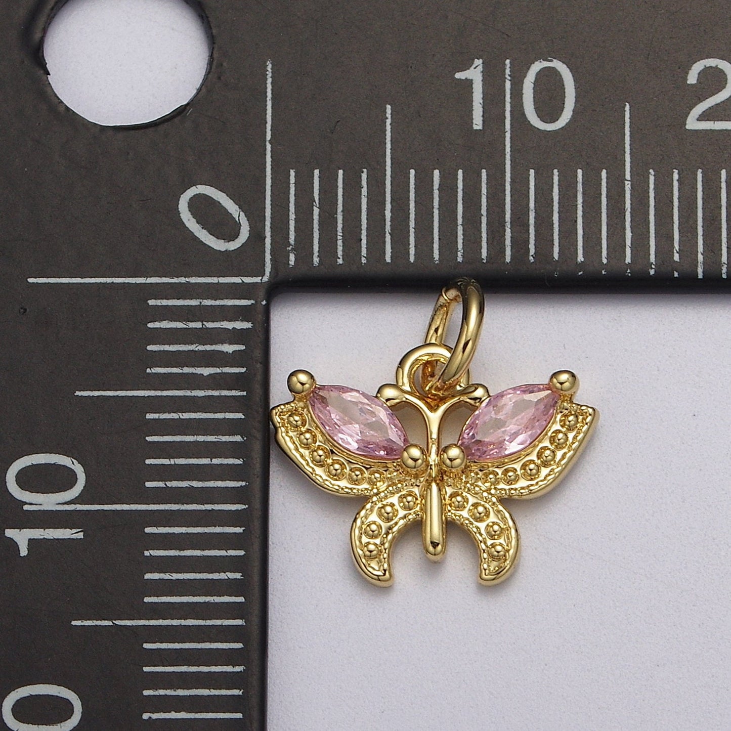 Mini CZ Micro Pave Butterfly Pendant Pink, Clear, Blue, Green Purple Cubic Zirconia Pave Mariposa add on Charm E-725