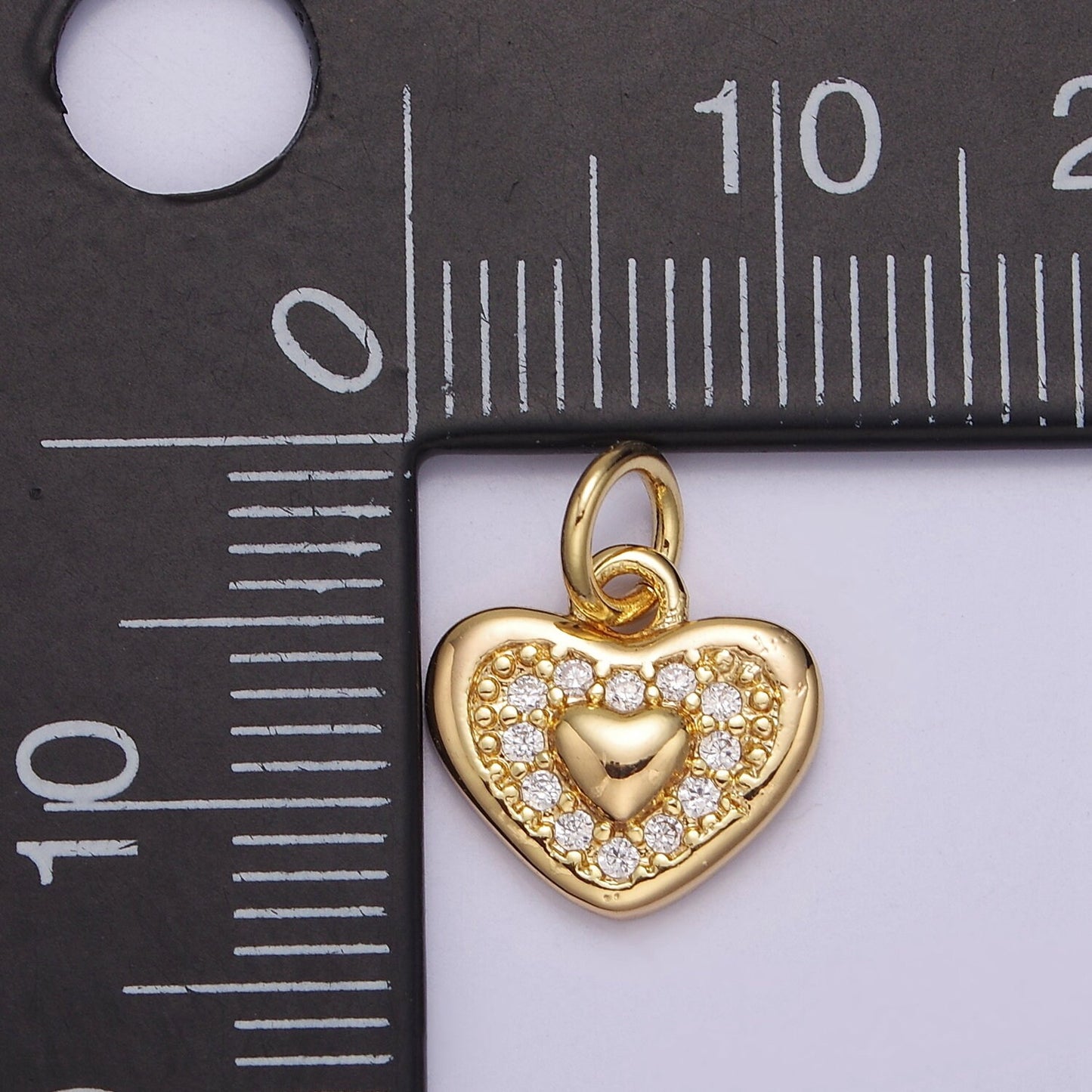 18K Gold Filled Small Heart Charm Pendant CZ Micro Pave, Heart Charm, Heart Pendant, Heart Necklace, Cubic Zirconia E-710