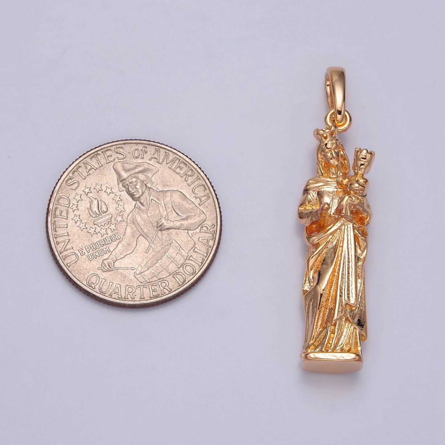 16K Gold Filled Mother Mary with Baby Jesus Charm, Religious Christian Catholic Pendant For DIY Jewelry Making, I-070