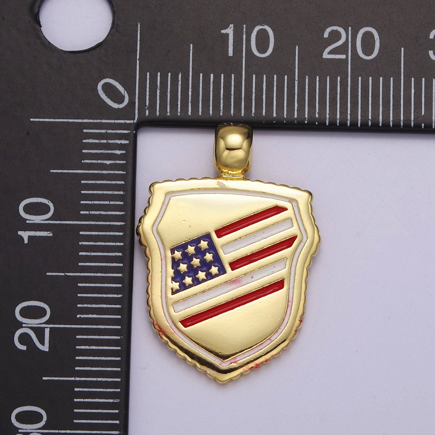 Dainty American Flag Shield Charms, 4th of July, USA Charm, Patriotic, 24.7X17.5mm J-317