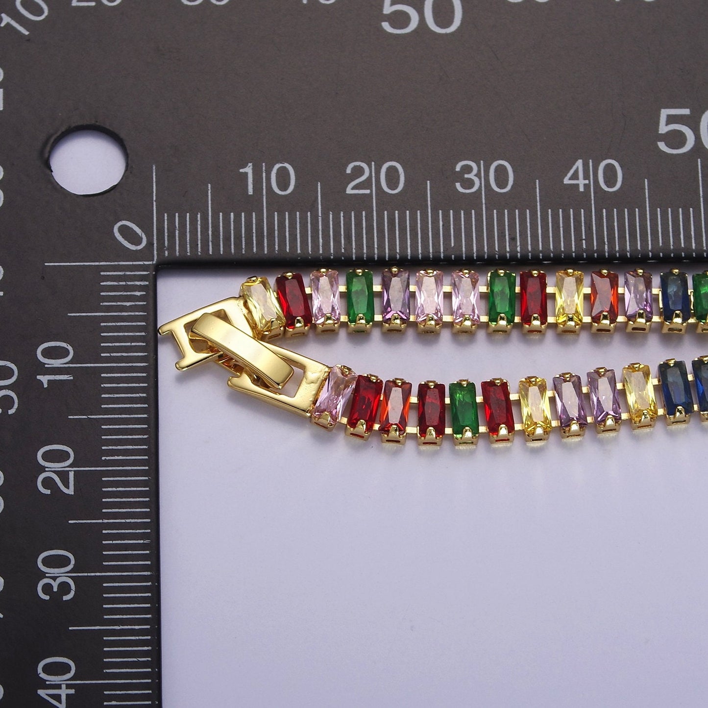 Dainty Baguette Tennis Bracelet, Gold Tennis Bracelet, Cubic Zirconia Tennis Bracelet 7 inch WA-819 WA-880