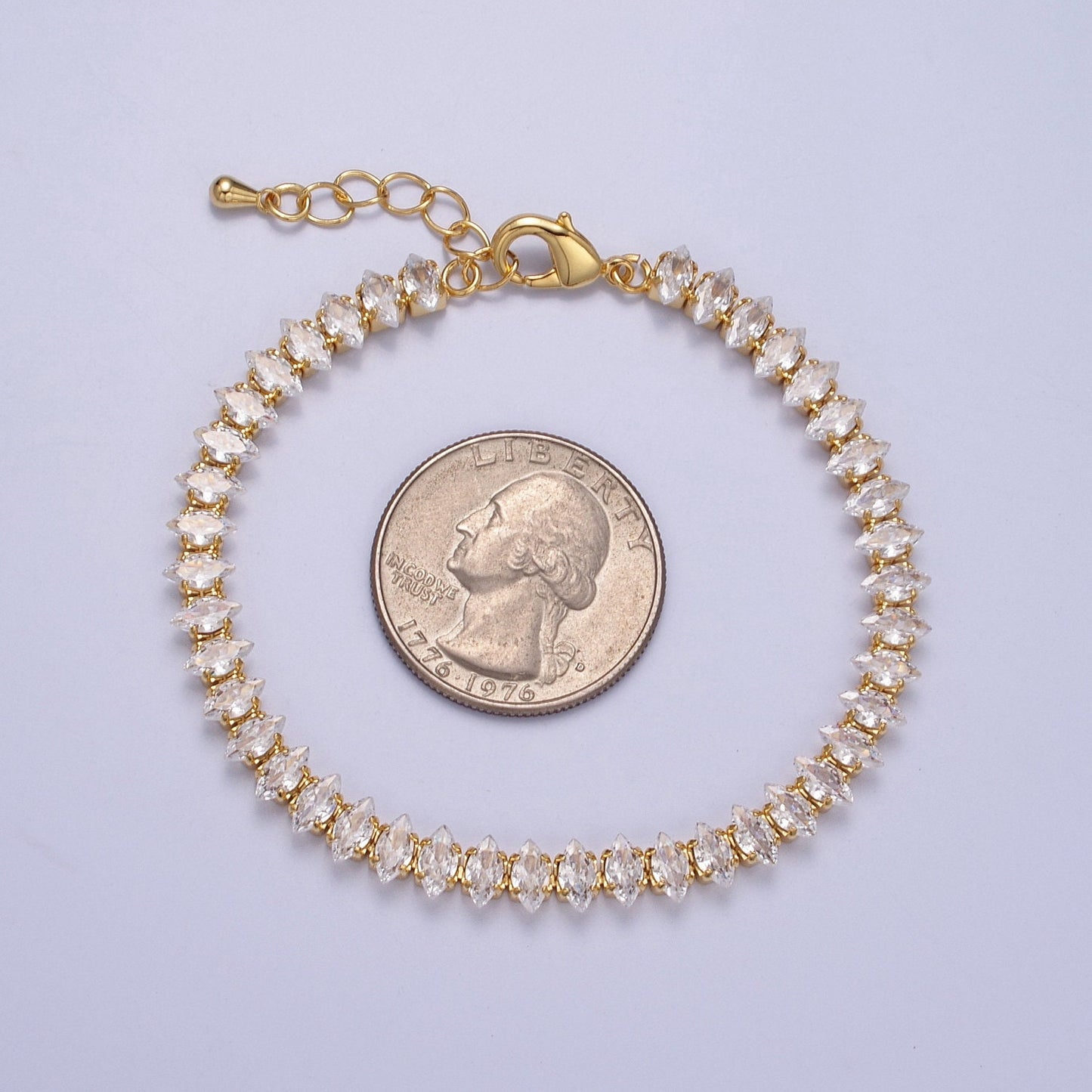 7" Marquise Tennis Chain Bracelet, Clear Crystal Zirconia CZ Tennis Chain, WA-904 WA-905