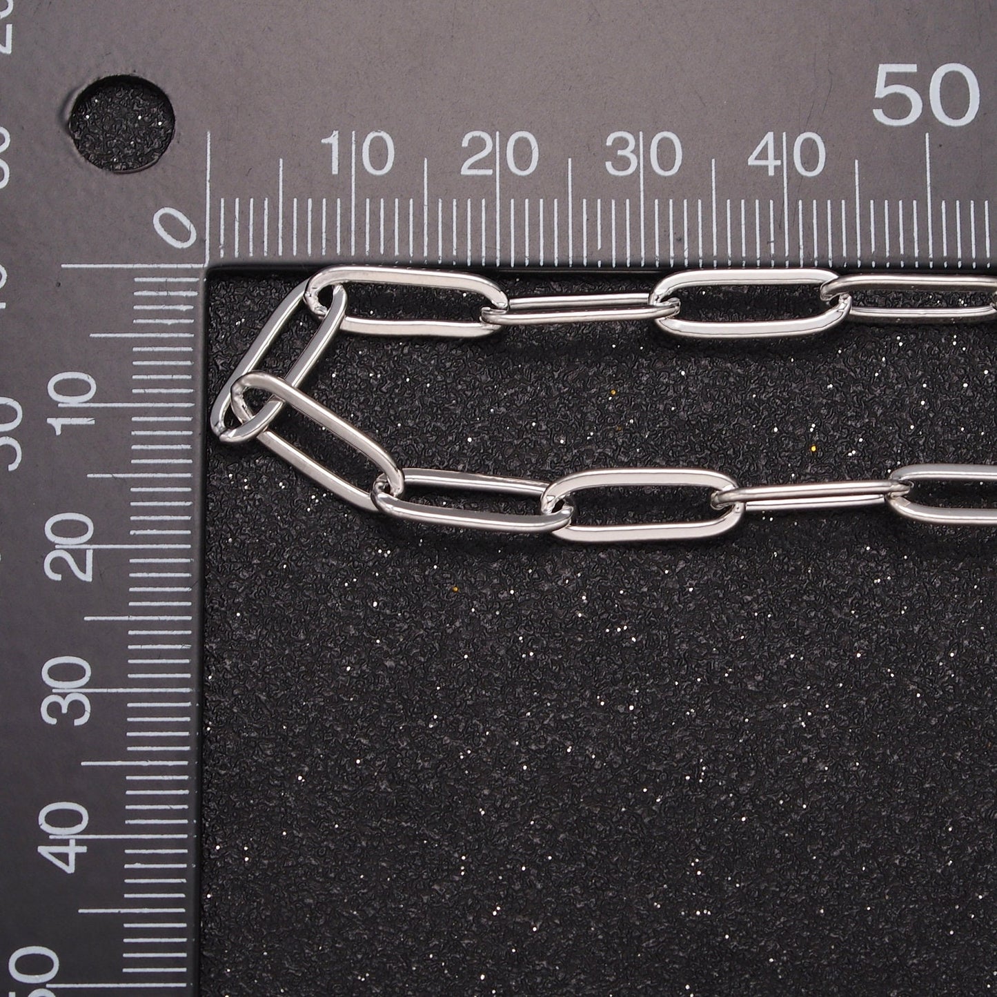 7.3X2.8mm Silver Paperclip Chain For DIY Jewelry Making, 19.5 Inch Rhodium Plated Wholesale Bulk Unfinished Paper Clip Chain, WA-1388