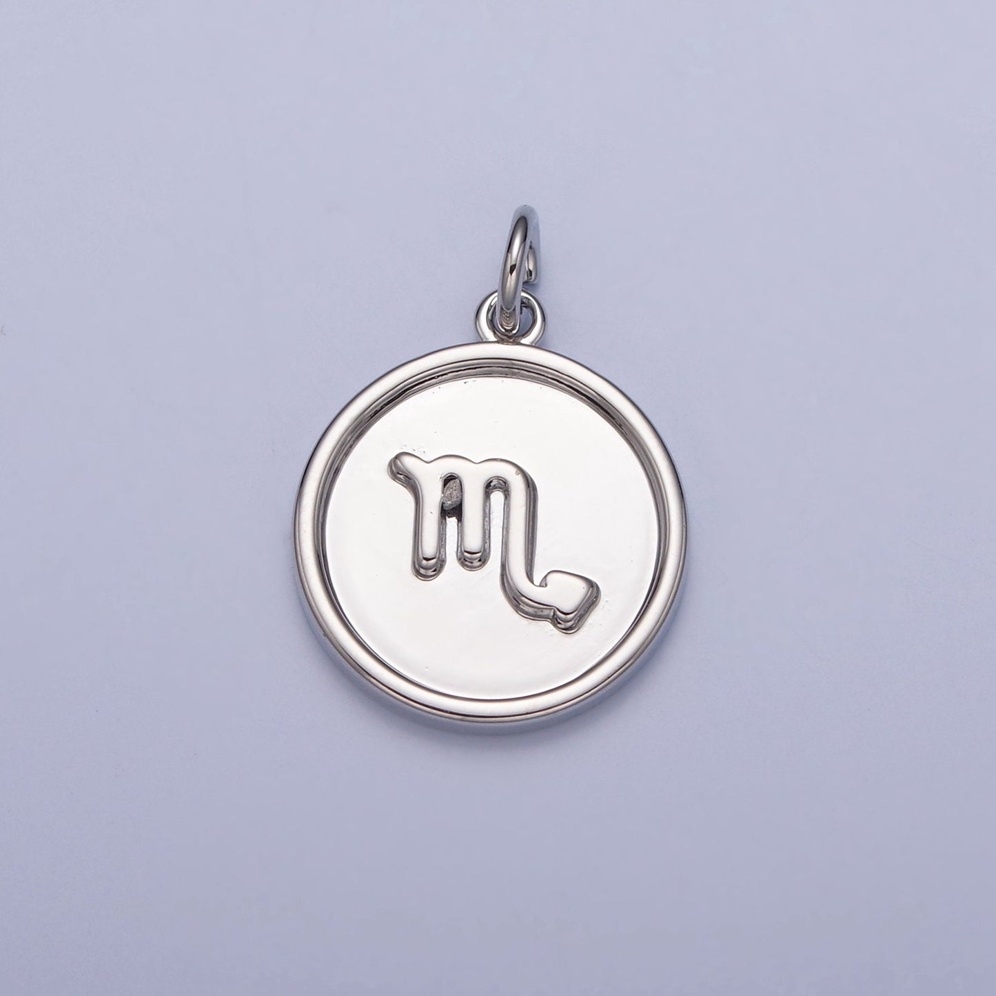 Silver Small Round Circle Zodiac Charms White Gold-Filled Astrological Zodiac Signs, Zodiac Symbols, Birthday, Horoscope Charm A1445-A1450