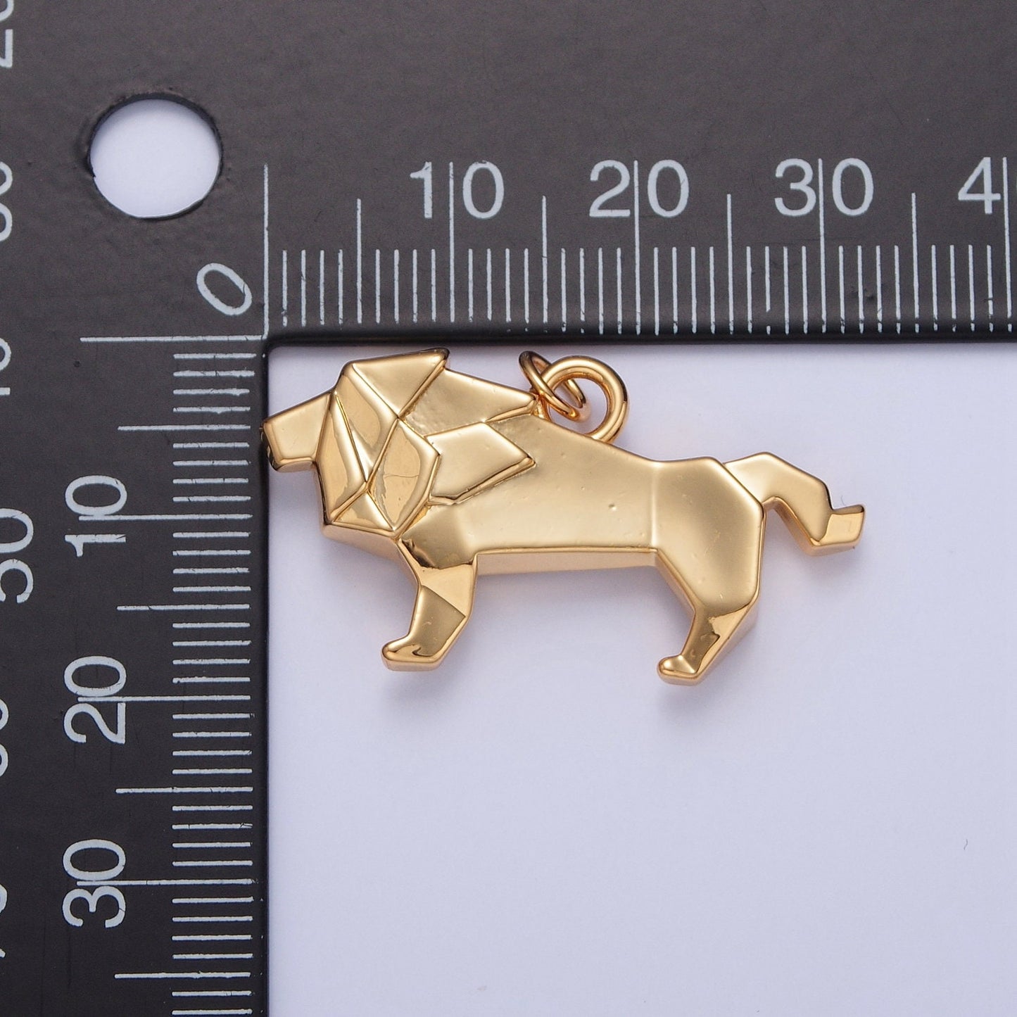 24k Gold Filled Simple Paper Origami Lion Pendant, Minimalistic King of the Jungle Charms For DIY Jewelry | X-078